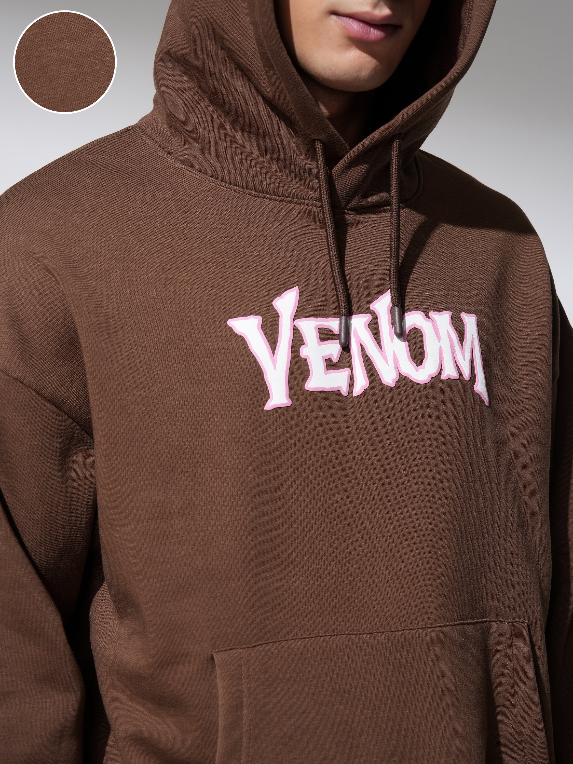 Marvel By Highlander Men Brown Venom Hooded Pullover Sweatshirt - Brown - Image 5