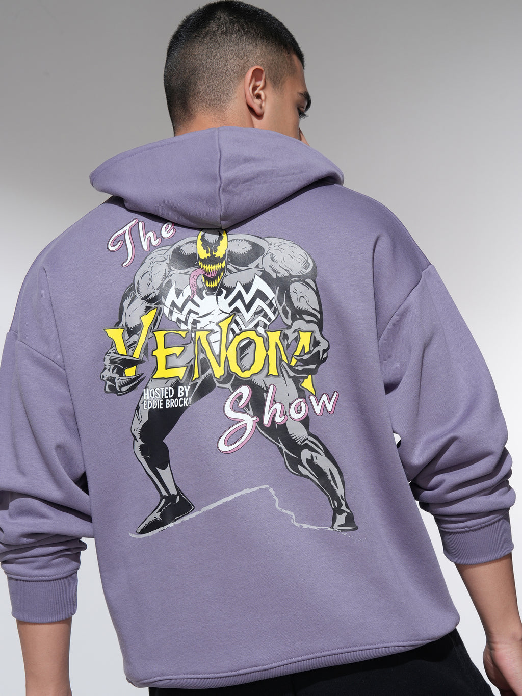 Marvel By Highlander Men Purple Venom Hooded Pullover Sweatshirt - Purple - Image 1