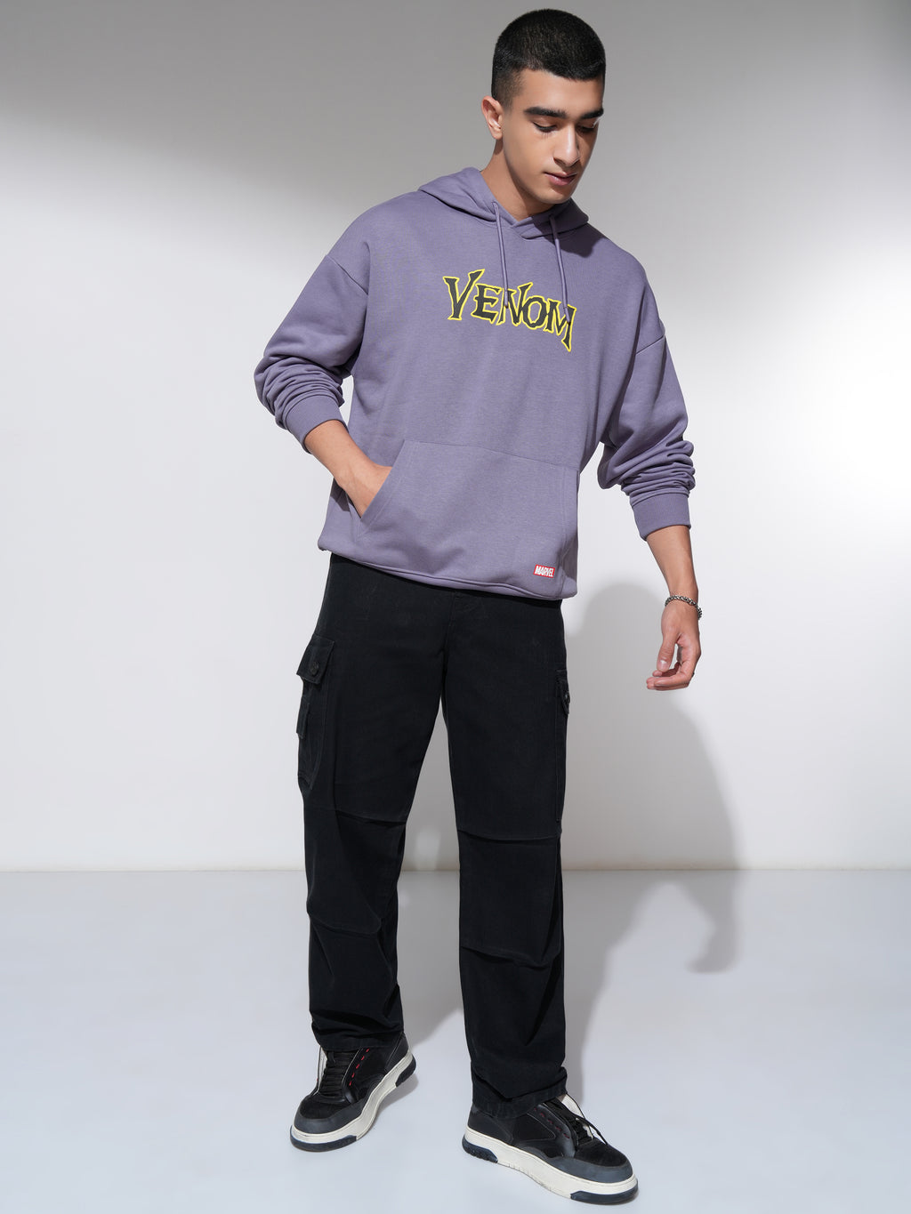Marvel By Highlander Men Purple Venom Hooded Pullover Sweatshirt - Purple - Image 2