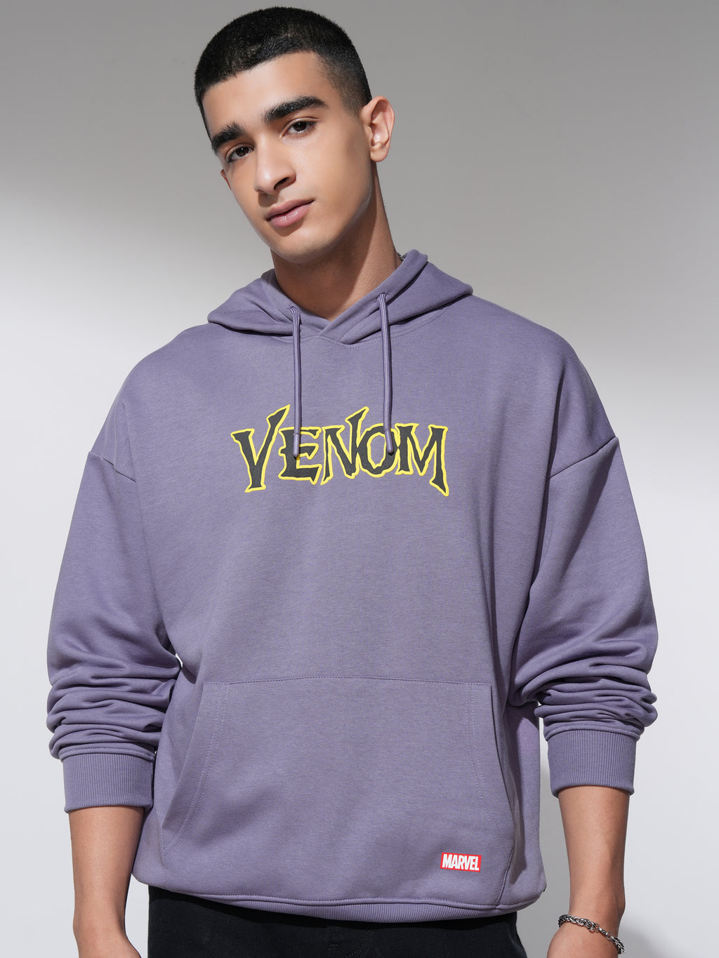 Marvel By Highlander Men Purple Venom Hooded Pullover Sweatshirt - Purple - Image 3