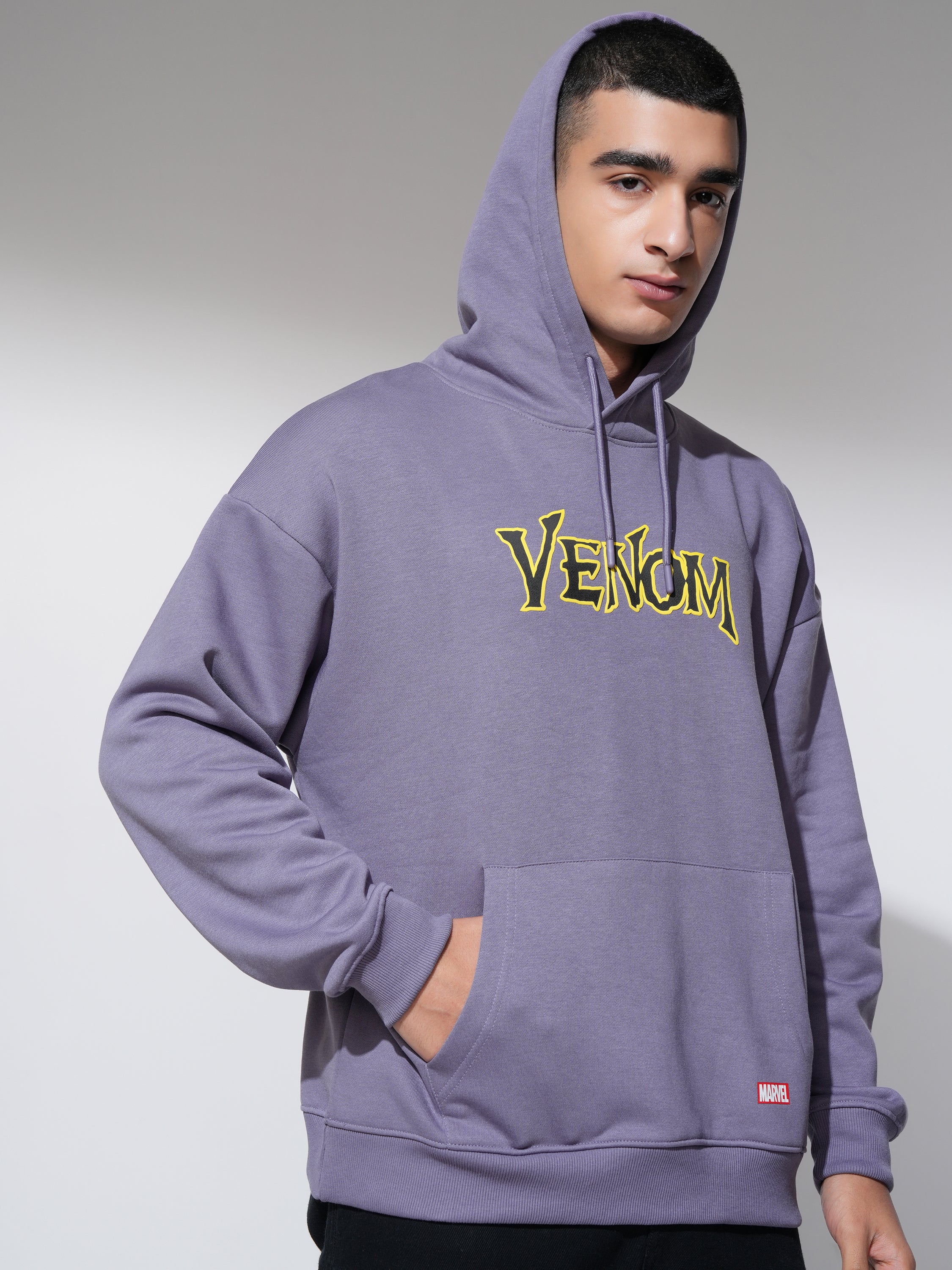 Marvel By Highlander Men Purple Venom Hooded Pullover Sweatshirt - Purple - Image 6