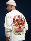 Marvel By Highlander Men White Deadpool Round Neck Pullover Sweatshirt - White - Image 1