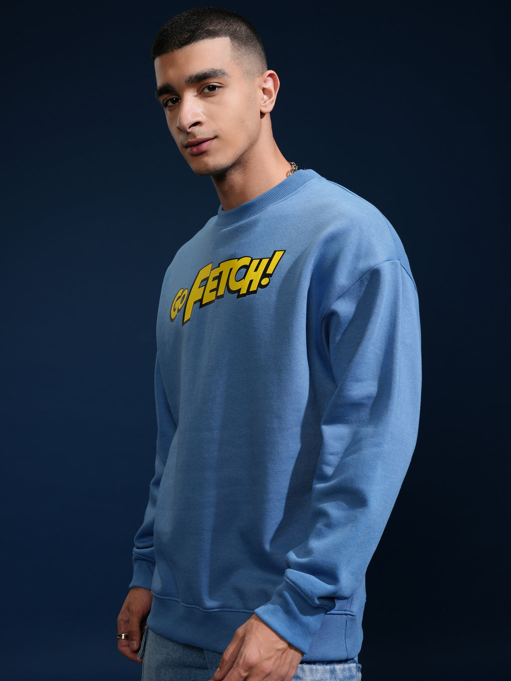 Marvel By Highlander Men Blue Deadpool Round Neck Pullover Sweatshirt - Blue - Image 4