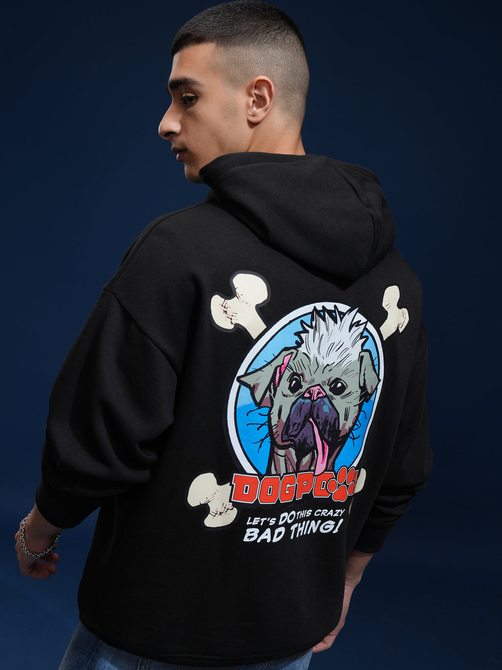 Marvel By Highlander Men Black Dogpool Hooded Pullover Sweatshirt - Black - Image 1