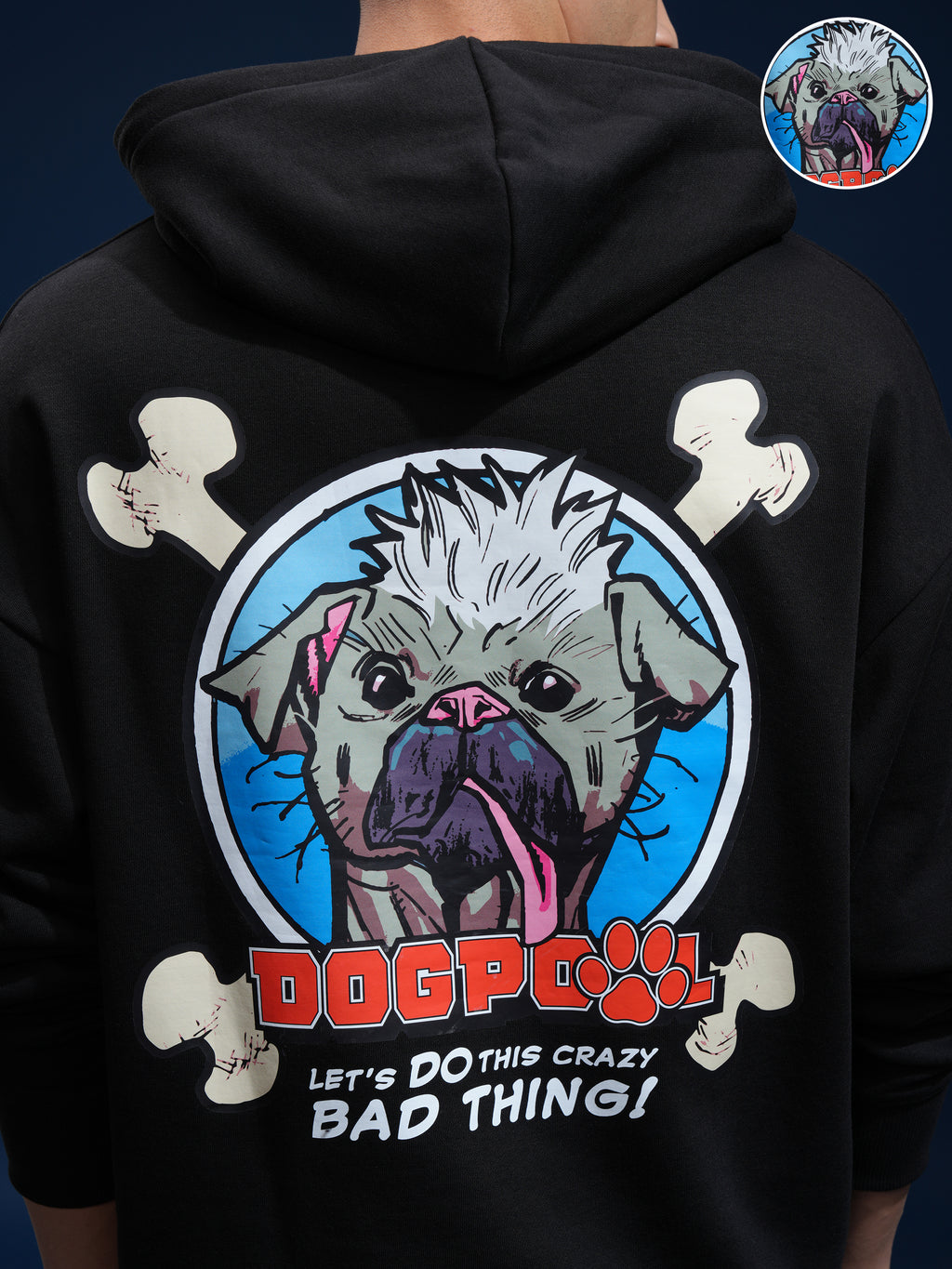 Marvel By Highlander Men Black Dogpool Hooded Pullover Sweatshirt - Black - Image 5
