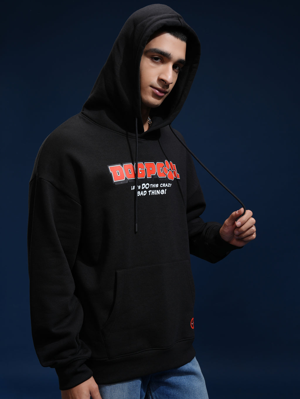 Marvel By Highlander Men Black Dogpool Hooded Pullover Sweatshirt - Black - Image 6