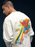 Marvel By Highlander Men White Spider-Man Round Neck Pullover Sweatshirt - White - Image 1