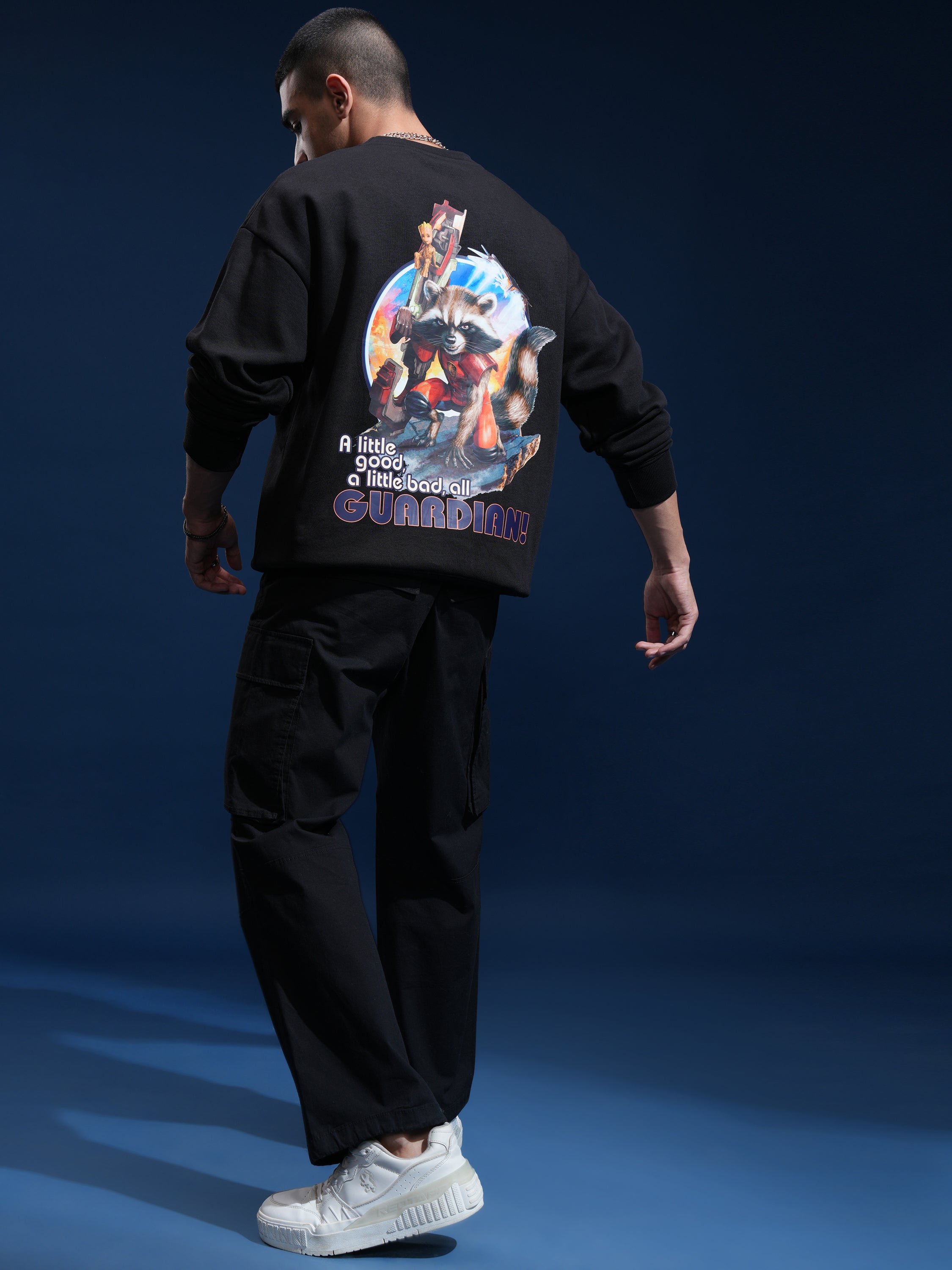 Marvel By Highlander Men Black Guardians Of The Galaxy Round Neck Pullover Sweatshirt - Black - Image 2