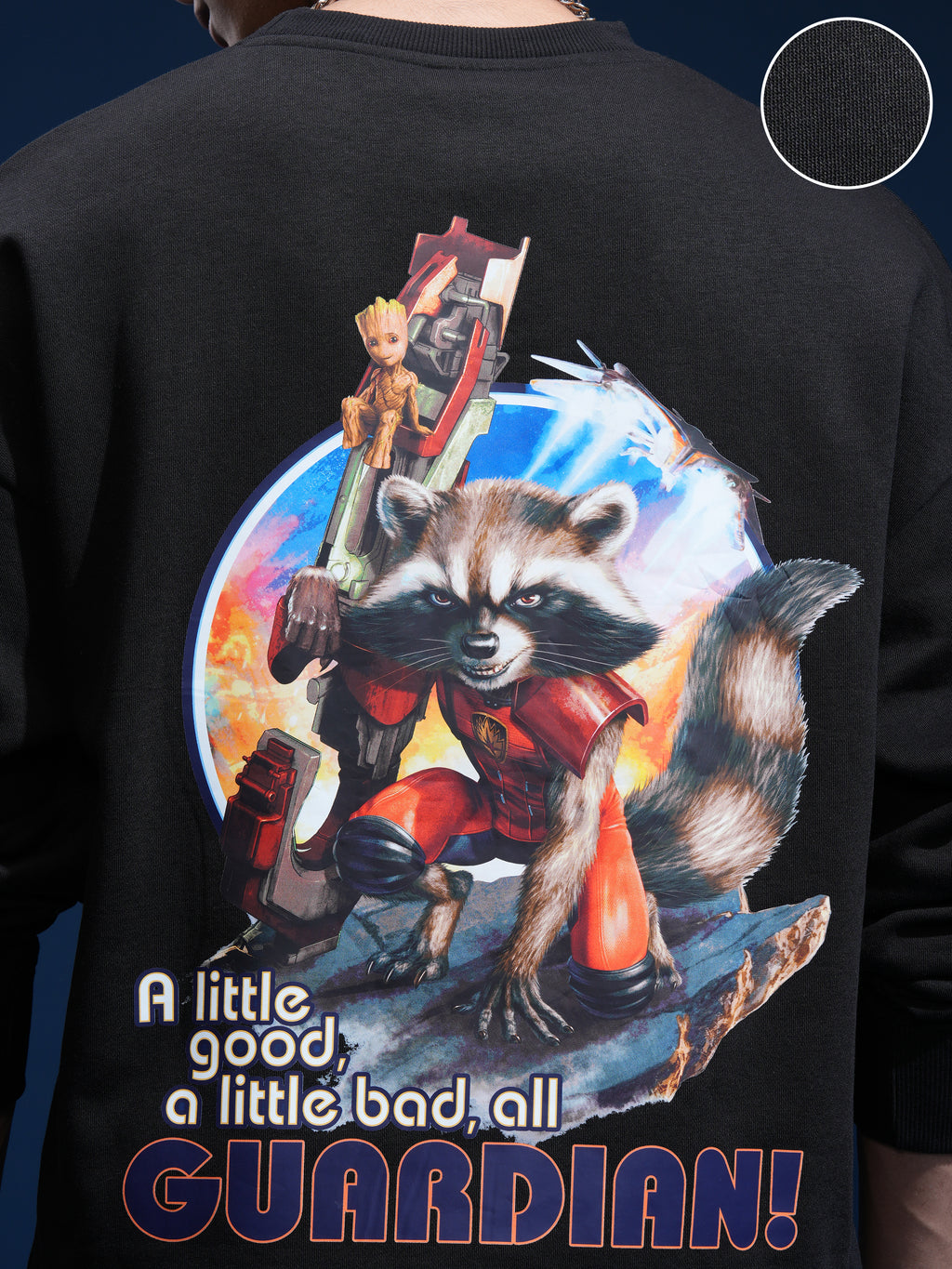 Marvel By Highlander Men Black Guardians Of The Galaxy Round Neck Pullover Sweatshirt - Black - Image 5
