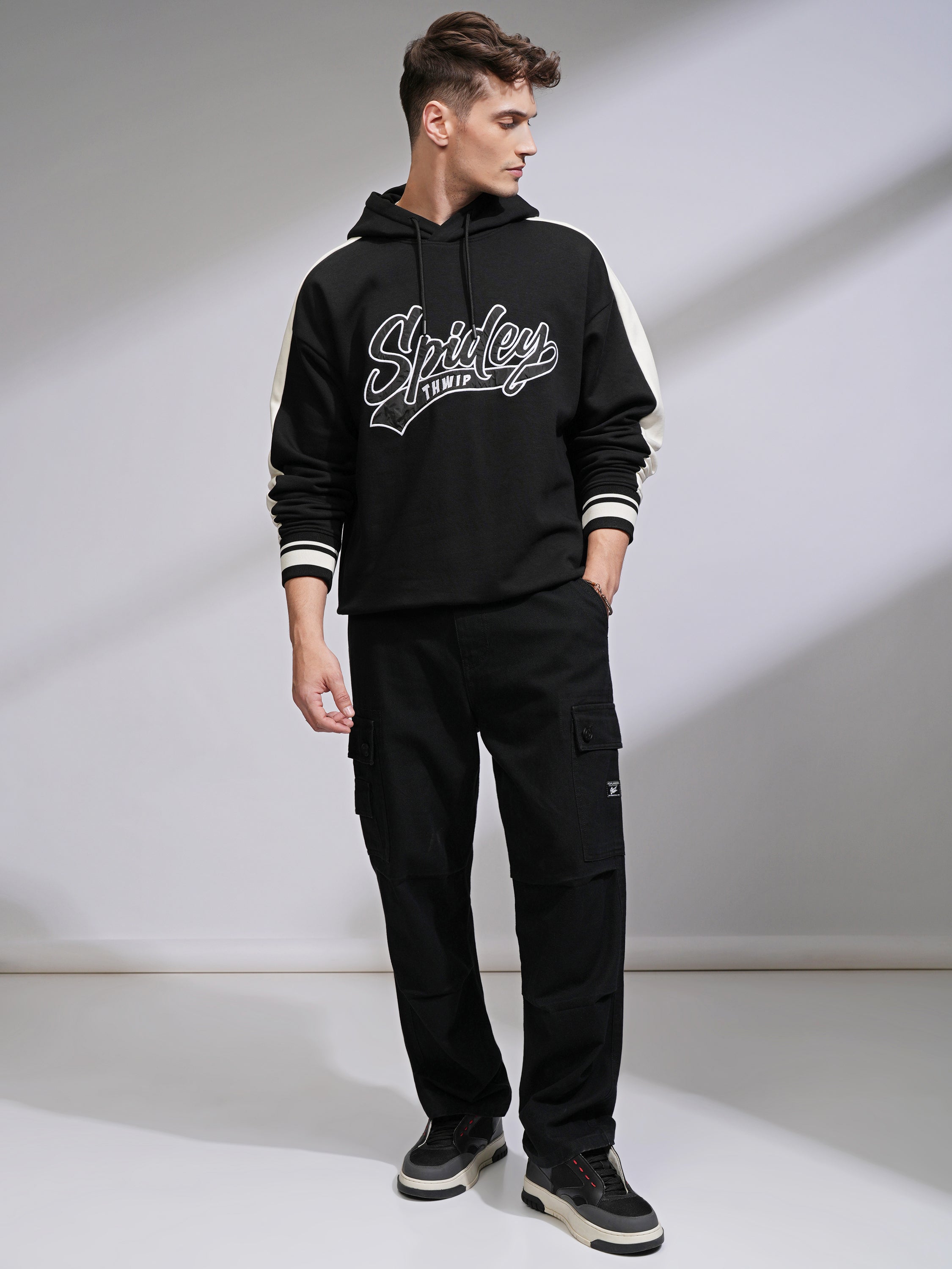 Marvel By Highlander Men Black Spider-Man Hooded Pullover Sweatshirt - Black - Image 2