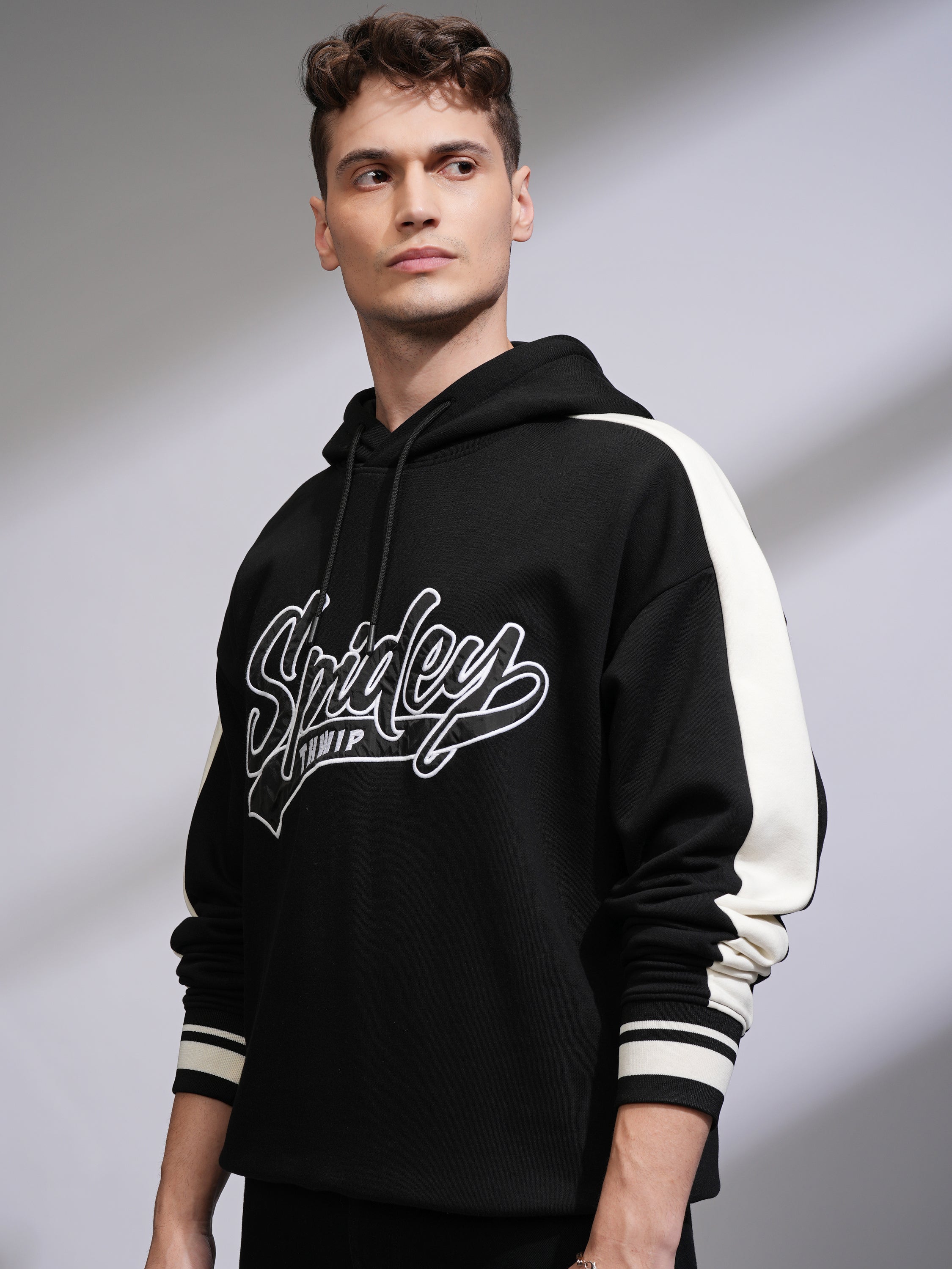 Marvel By Highlander Men Black Spider-Man Hooded Pullover Sweatshirt - Black - Image 4