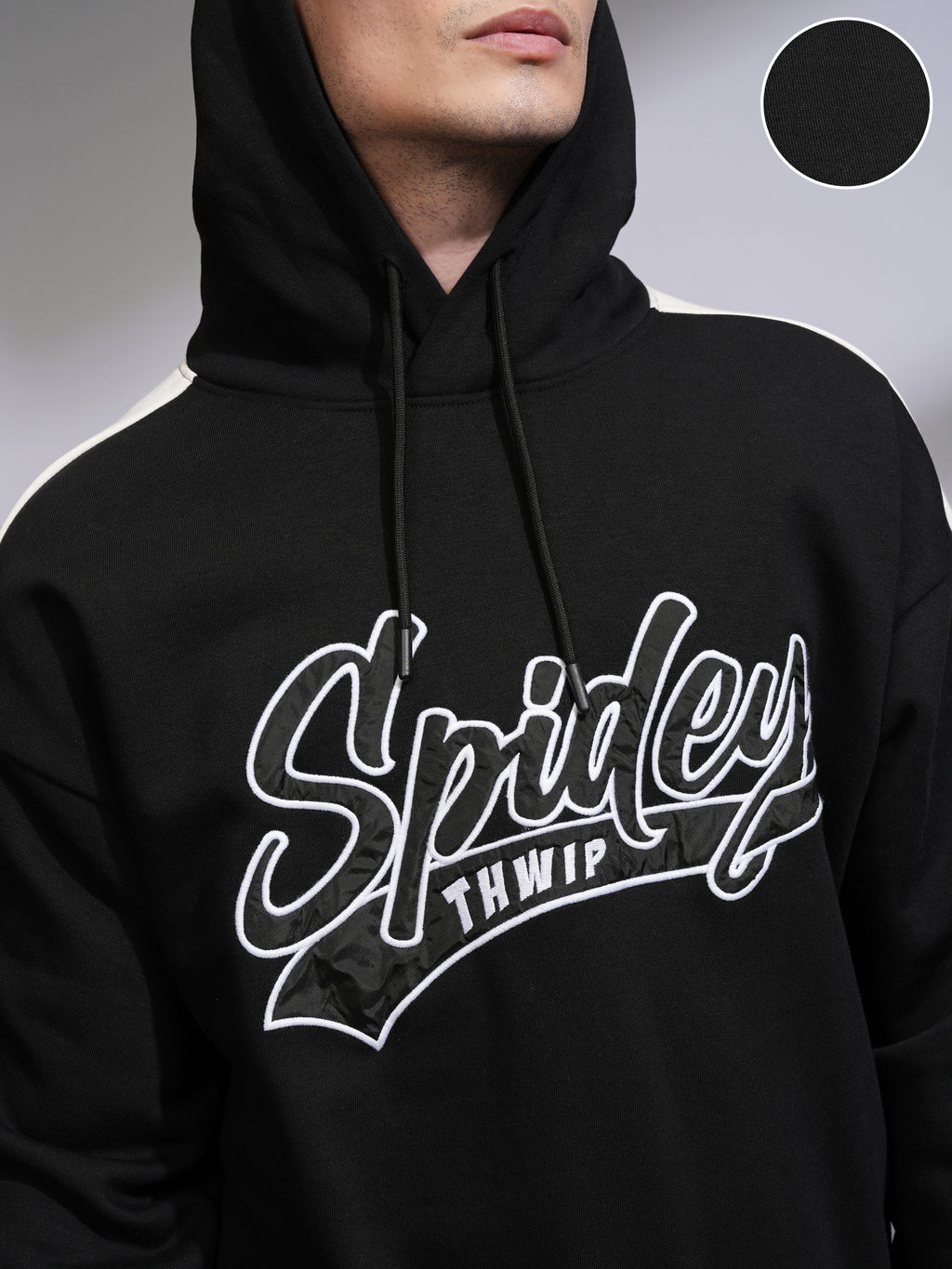 Marvel By Highlander Men Black Spider-Man Hooded Pullover Sweatshirt - Black - Image 5