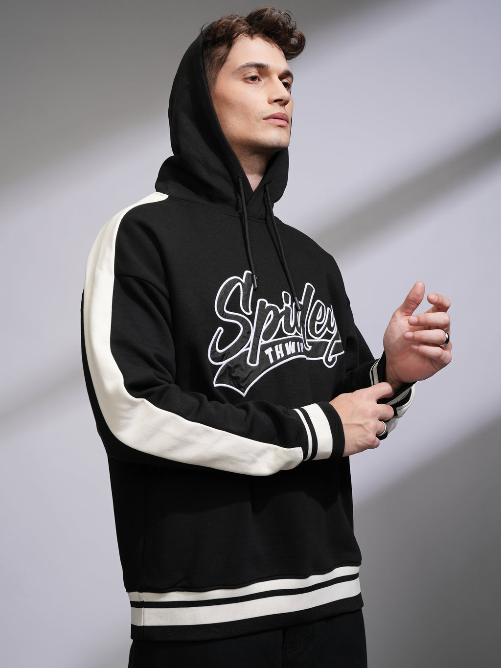 Marvel By Highlander Men Black Spider-Man Hooded Pullover Sweatshirt - Black - Image 6