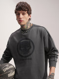 Marvel By Highlander Men Grey Black Panther Round Neck Pullover Sweatshirt - Grey - Image 1