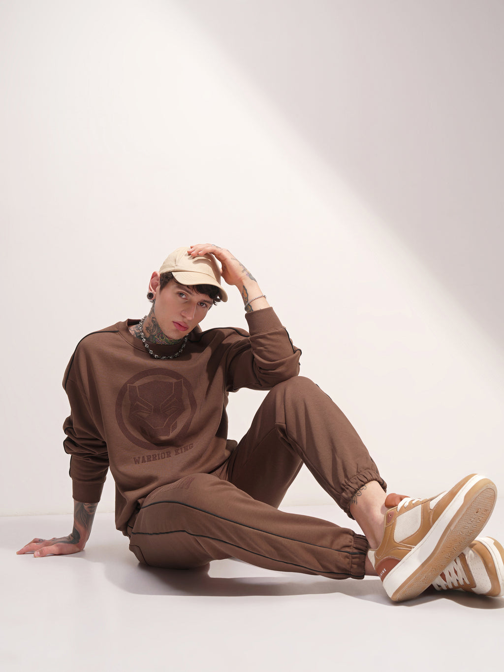 Marvel By Highlander Men Brown Black Panther Round Neck Pullover Sweatshirt - Brown - Image 2
