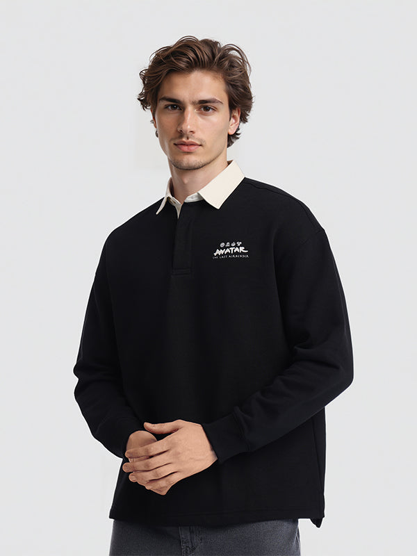 Highlander Men Black Avatar Shirt Collar Pullover Sweatshirt - Black - Image 1