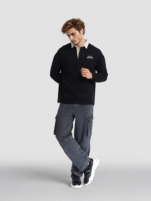 Highlander Men Black Avatar Shirt Collar Pullover Sweatshirt - Black - Image 2
