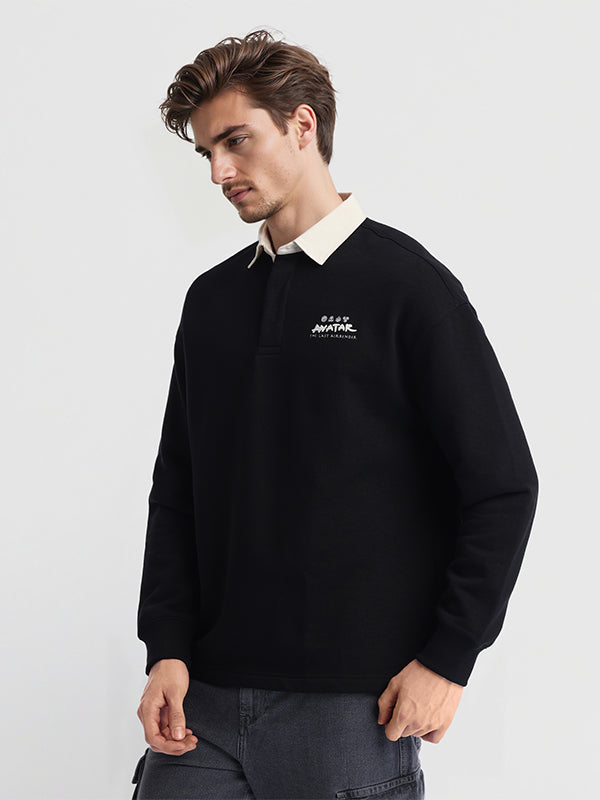 Highlander Men Black Avatar Shirt Collar Pullover Sweatshirt - Black - Image 4