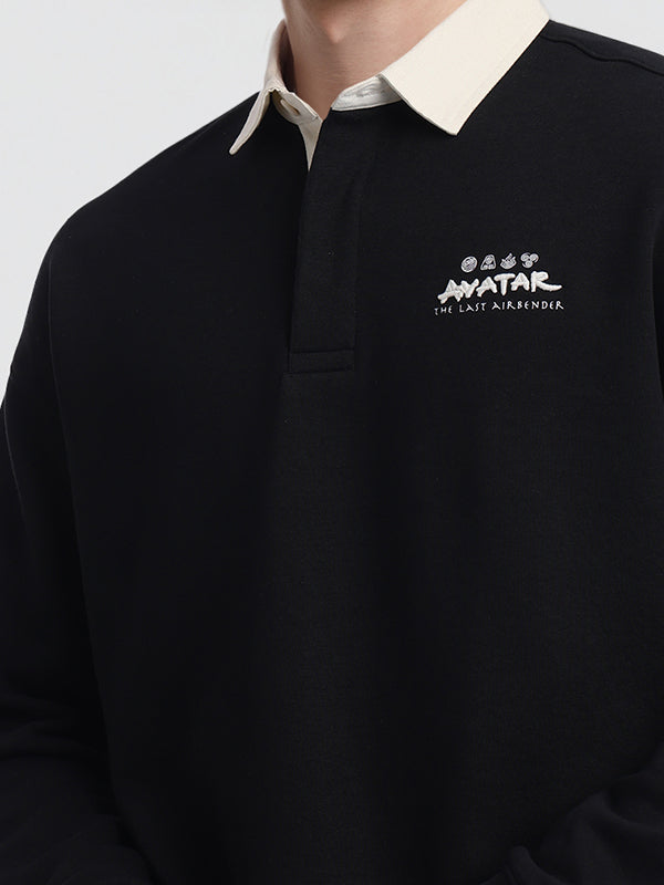 Highlander Men Black Avatar Shirt Collar Pullover Sweatshirt - Black - Image 5