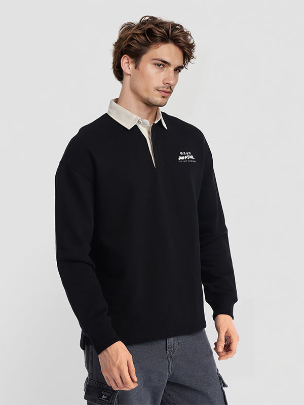 Highlander Men Black Avatar Shirt Collar Pullover Sweatshirt - Black - Image 6