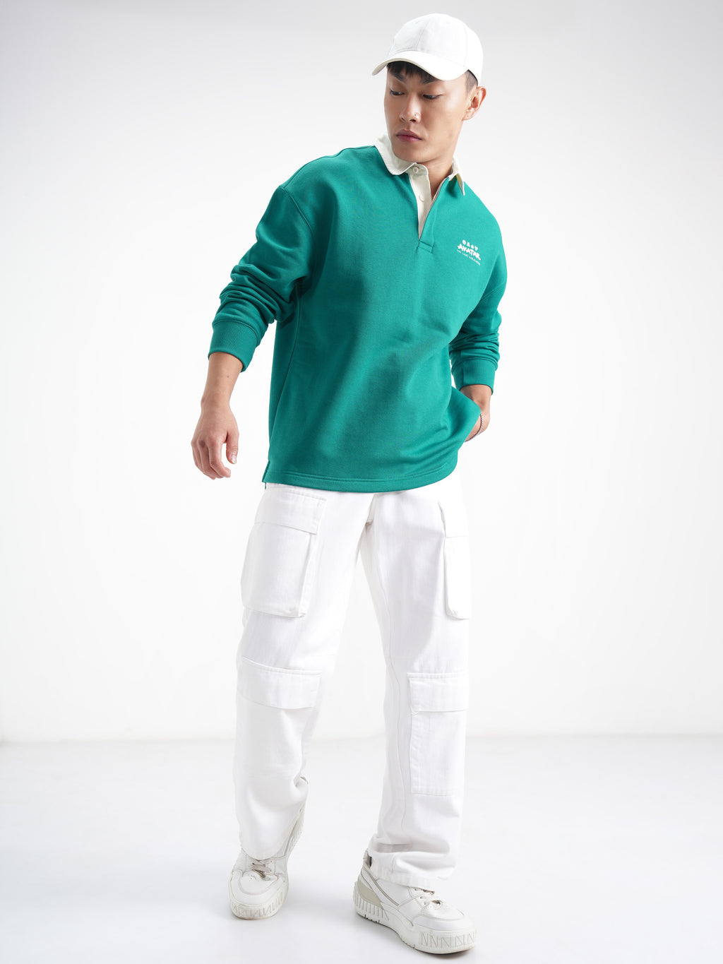 Highlander Men Green Avatar Shirt Collar Pullover Sweatshirt - Green - Image 2