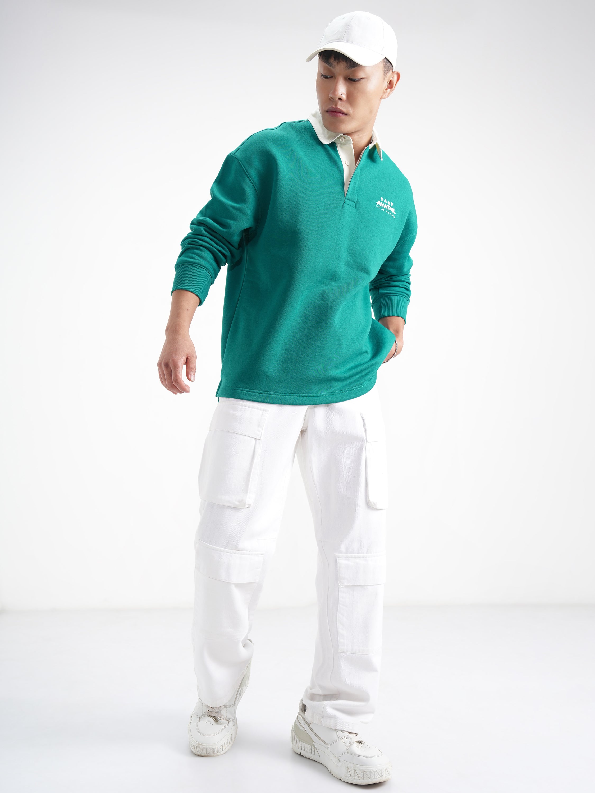 Highlander Men Green Avatar Shirt Collar Pullover Sweatshirt - Green - Image 2