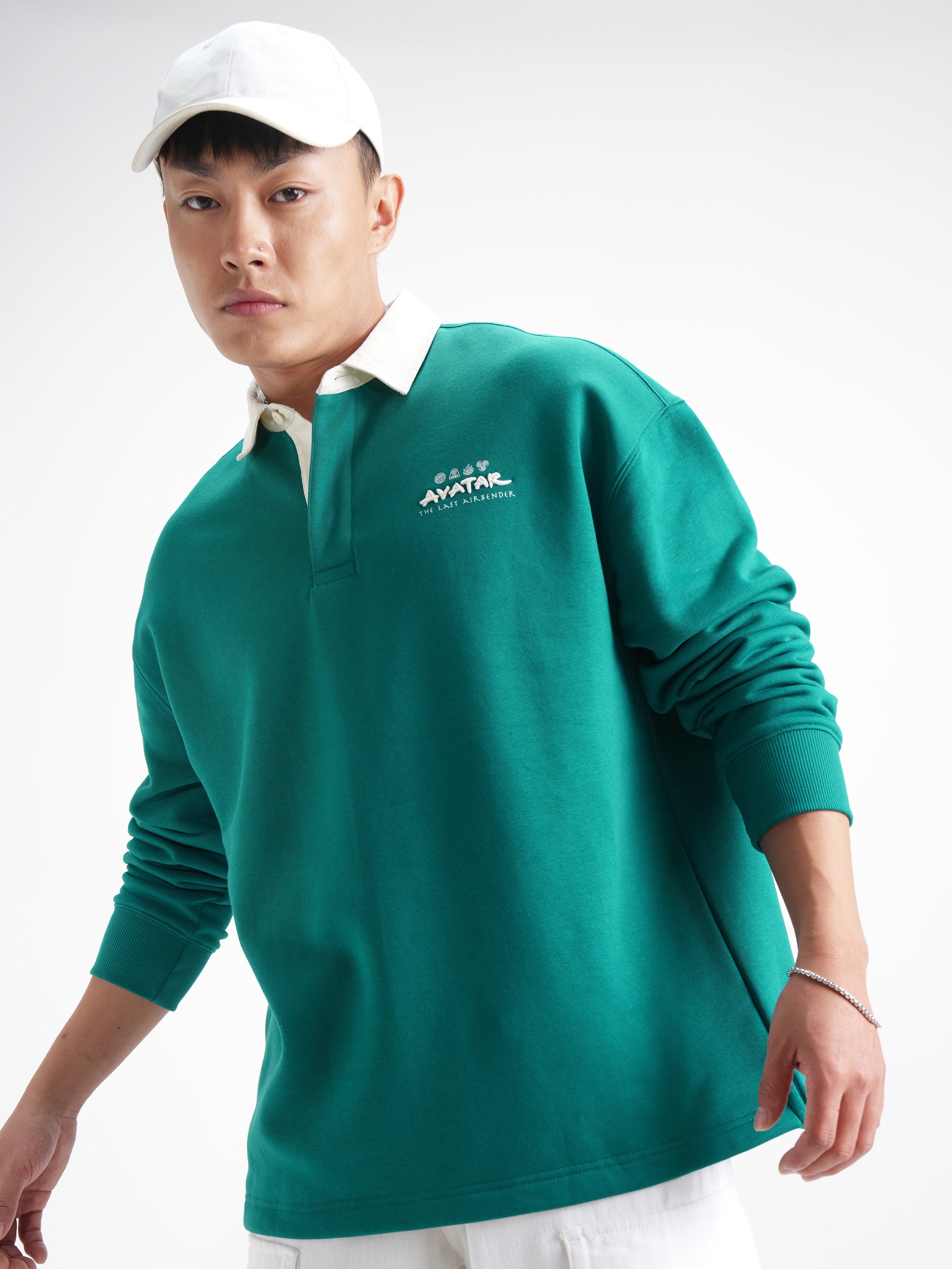 Highlander Men Green Avatar Shirt Collar Pullover Sweatshirt - Green - Image 3