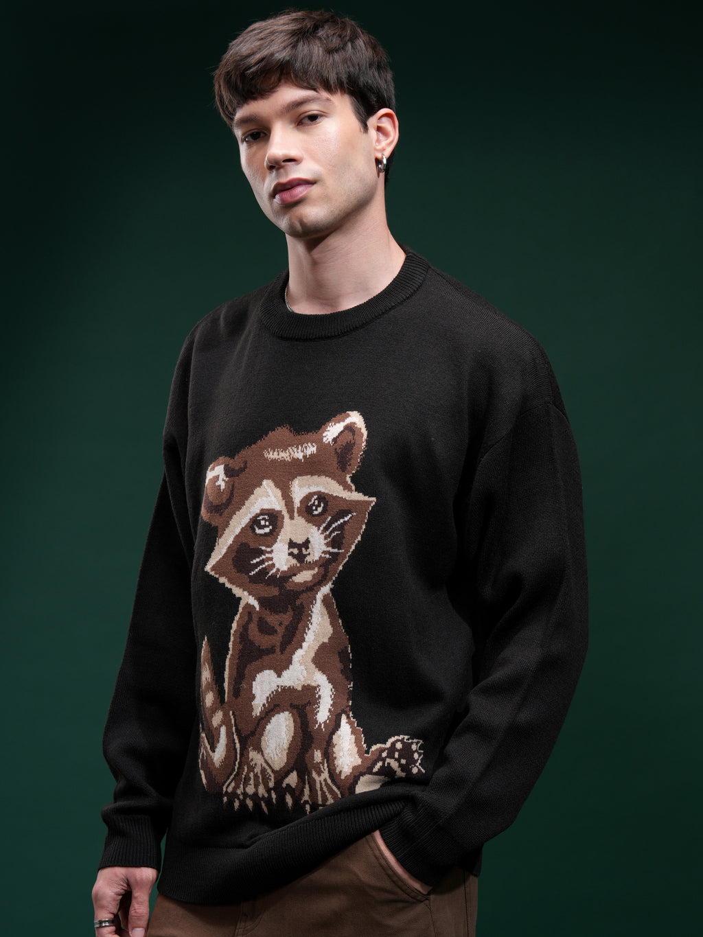 Marvel By Highlander Men Black Rocket Round Neck Pullover Sweater - Black - Image 4