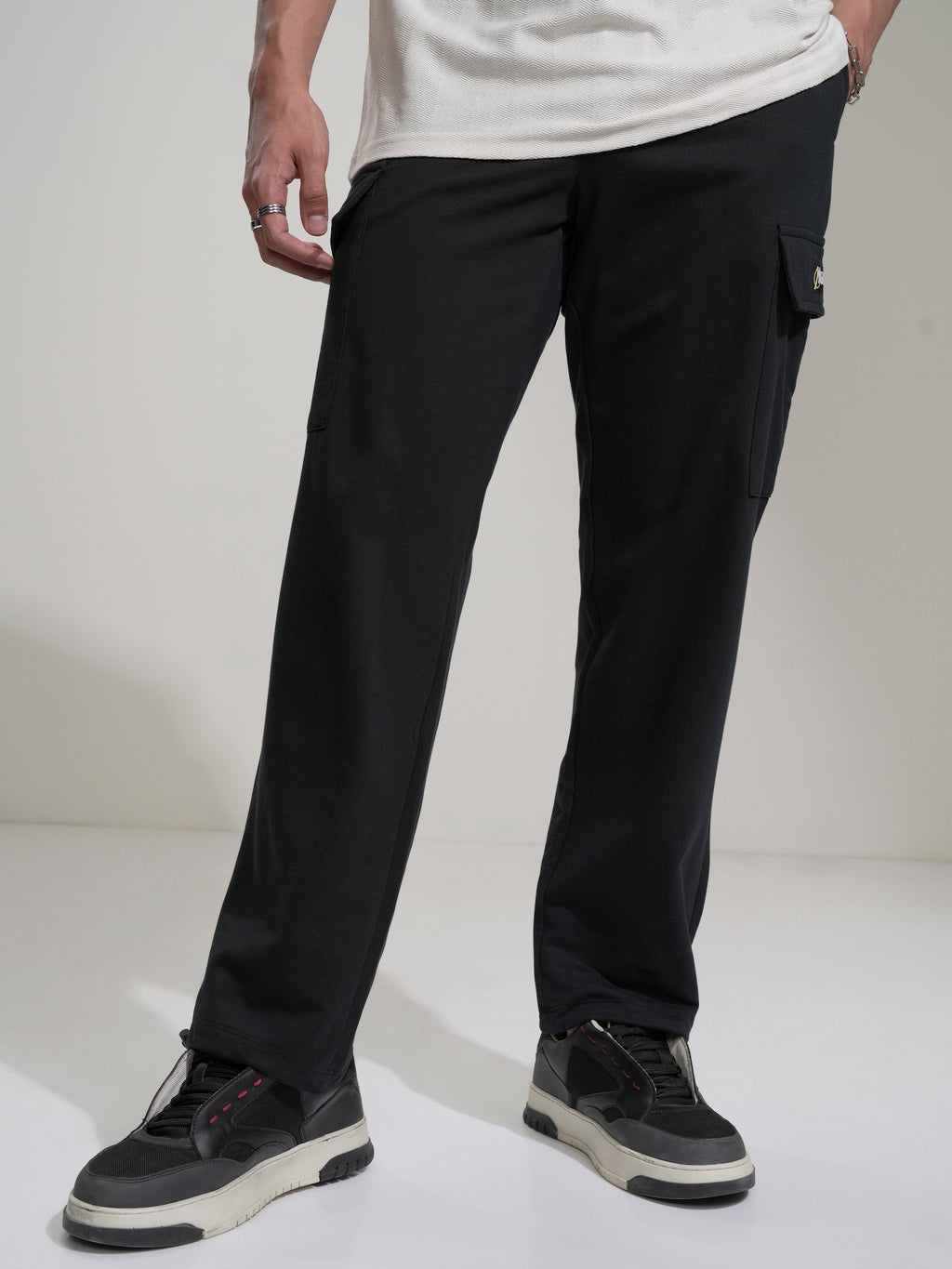 Marvel By Highlander Men Black Thor Slim Fit Solid Cargos - Black - Image 4