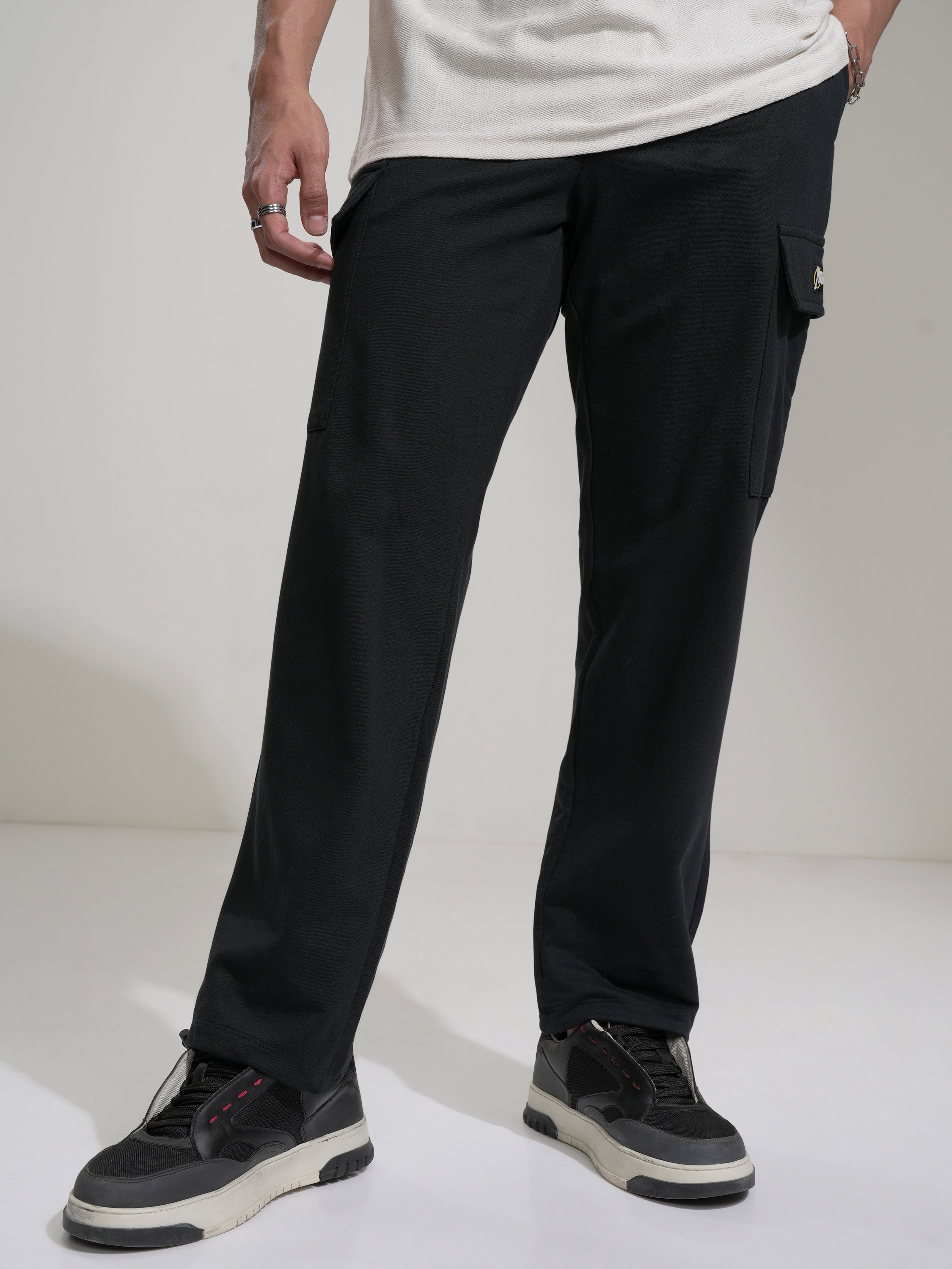 Marvel By Highlander Men Black Thor Slim Fit Solid Cargos - Black - Image 4