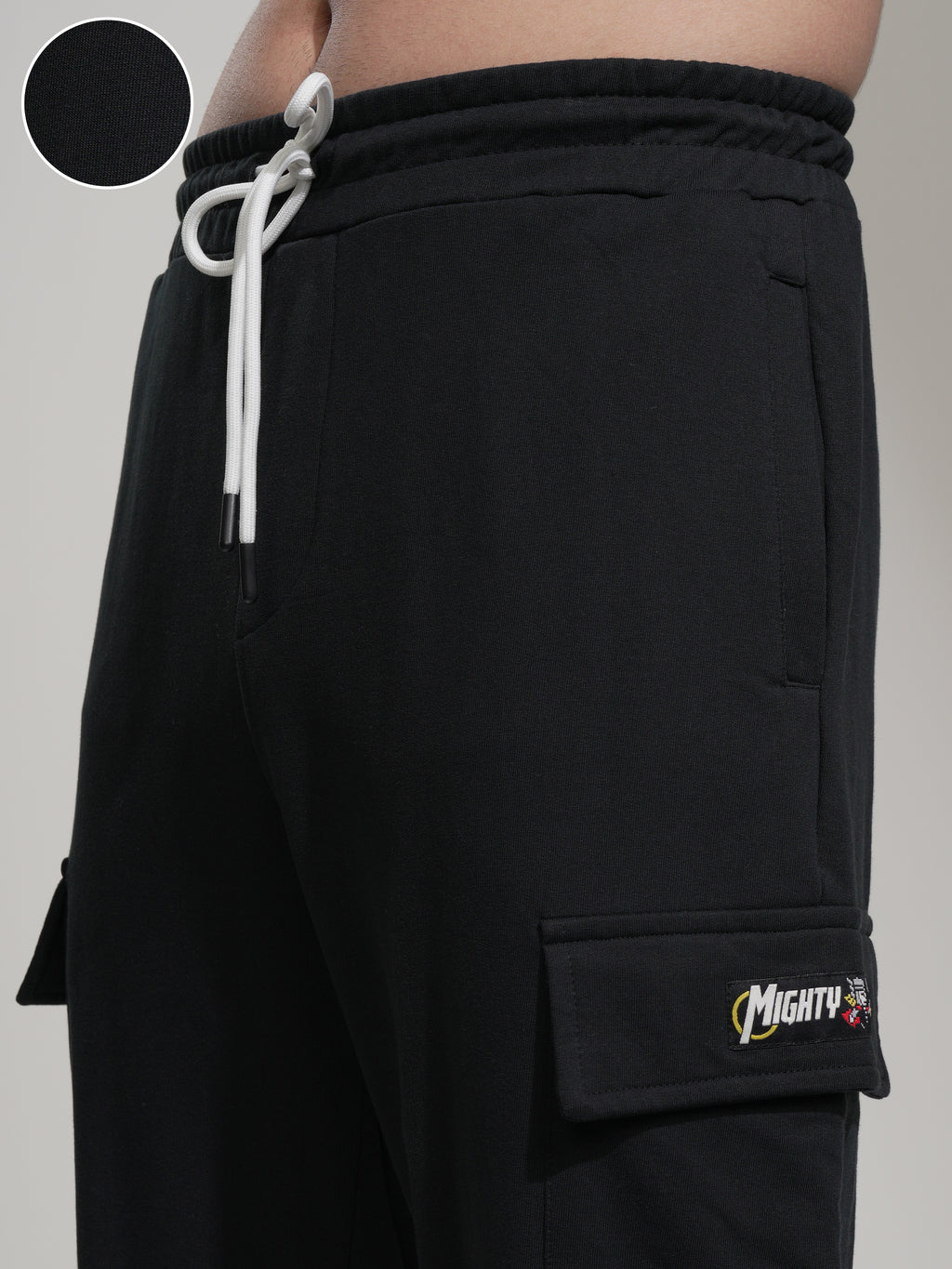 Marvel By Highlander Men Black Thor Slim Fit Solid Cargos - Black - Image 5