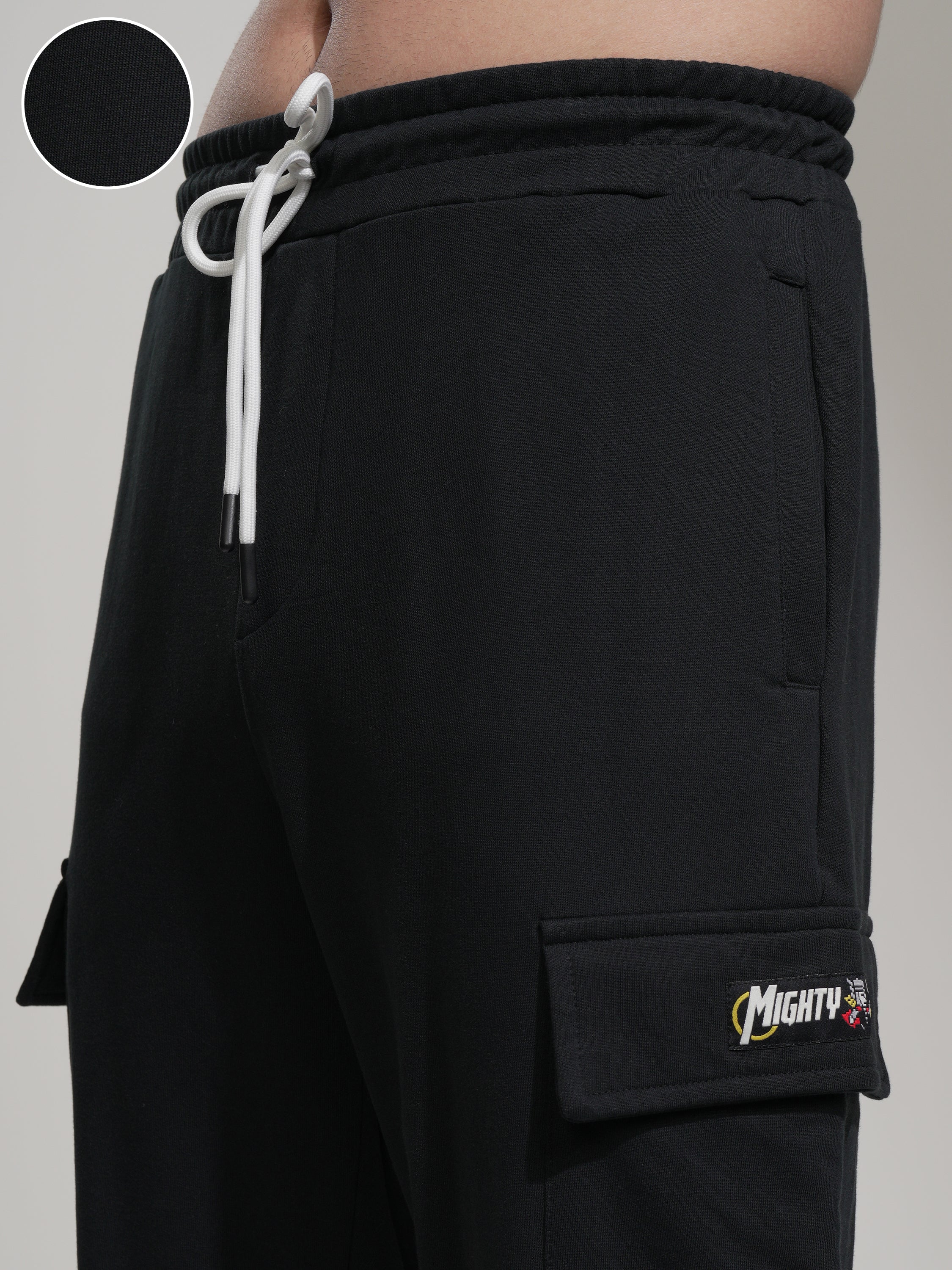 Marvel By Highlander Men Black Thor Slim Fit Solid Cargos - Black - Image 5