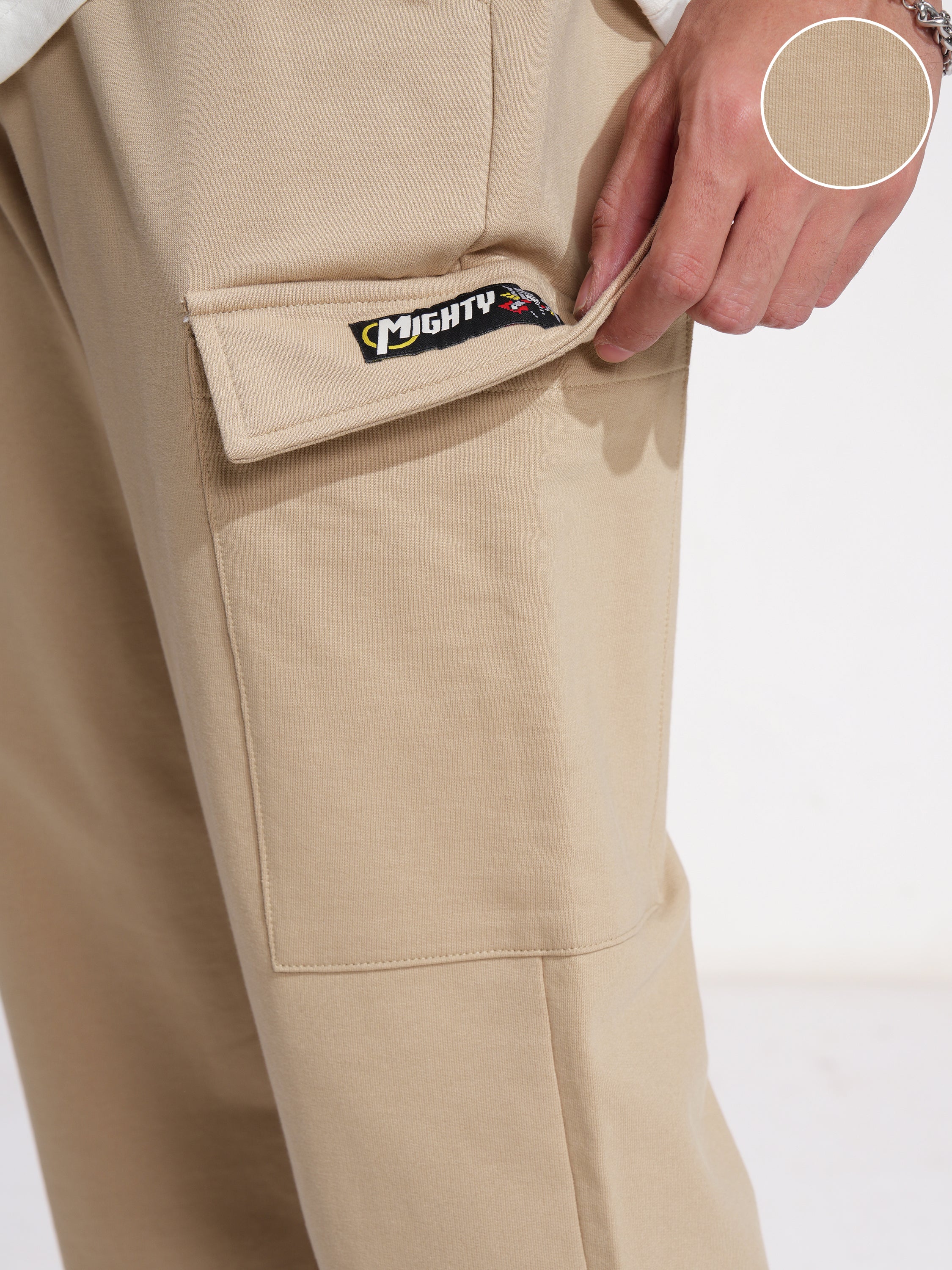 Marvel By Highlander Men Nude Mighty Thor Straight Fit Solid Cargos - Nude - Image 5