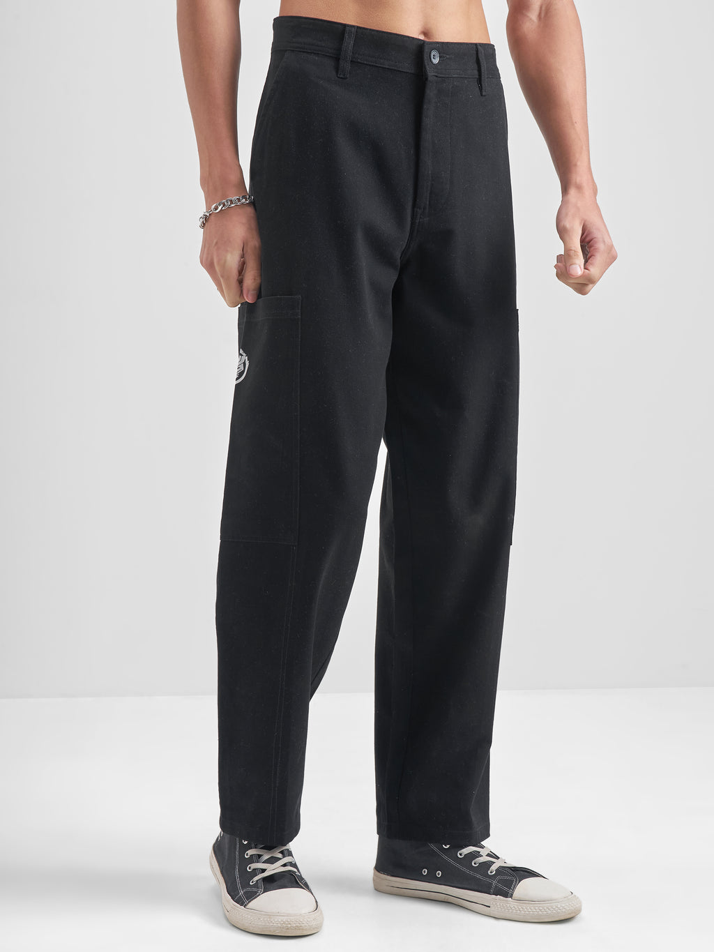 Marvel By Highlander Men Black Black Panther Relaxed Fit Solid Cargos - Black - Image 6