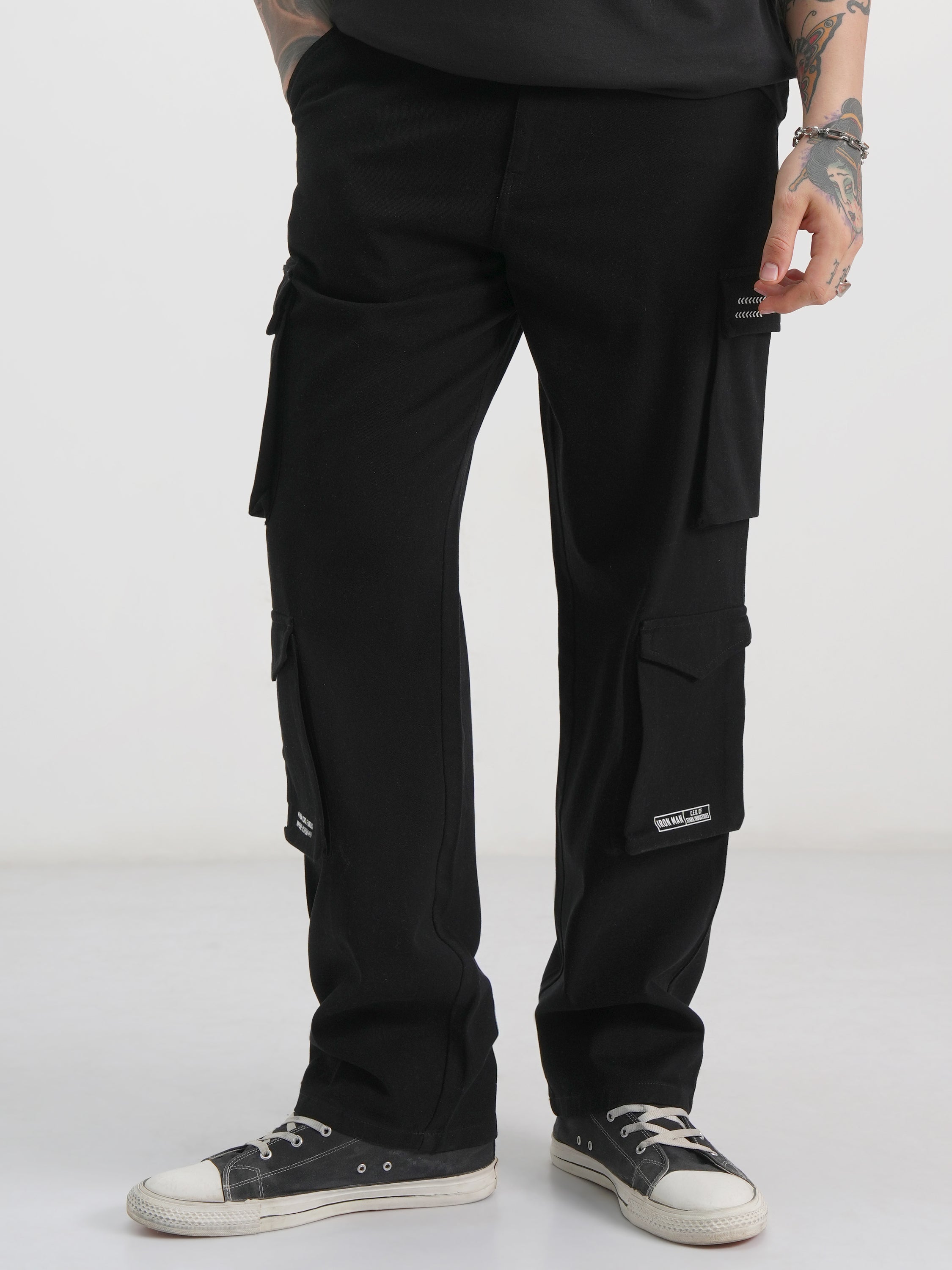 Marvel By Highlander Men Black Iron Man Loose Fit Printed Regular Trouser - Black - Image 1
