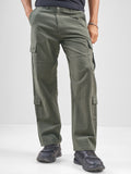 Marvel By Highlander Men Olive Iron Man Straight Fit Solid Cargos - Olive - Image 1