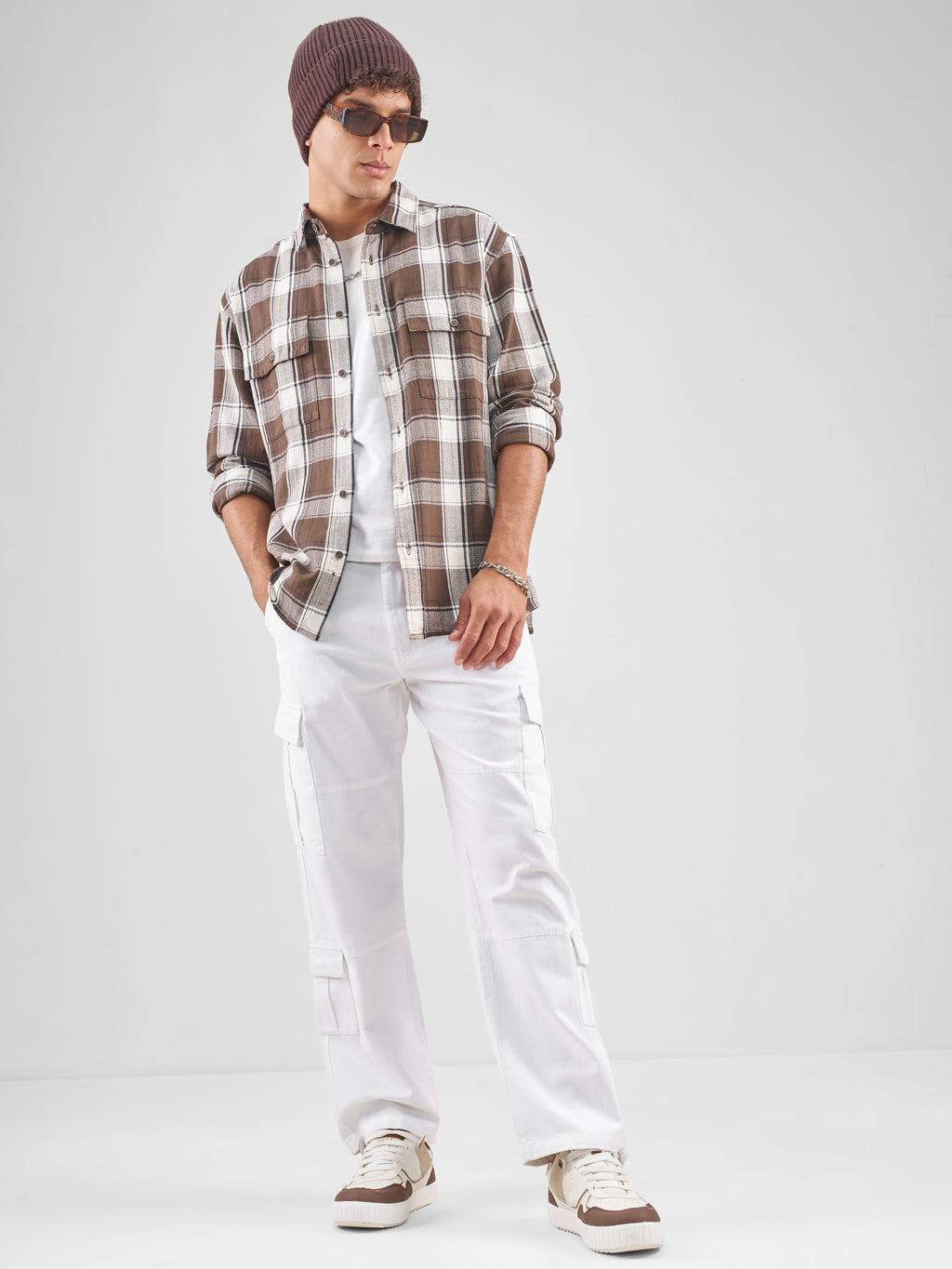 Marvel By Highlander Men White Iron Man Straight Fit Solid Cargos - White - Image 2