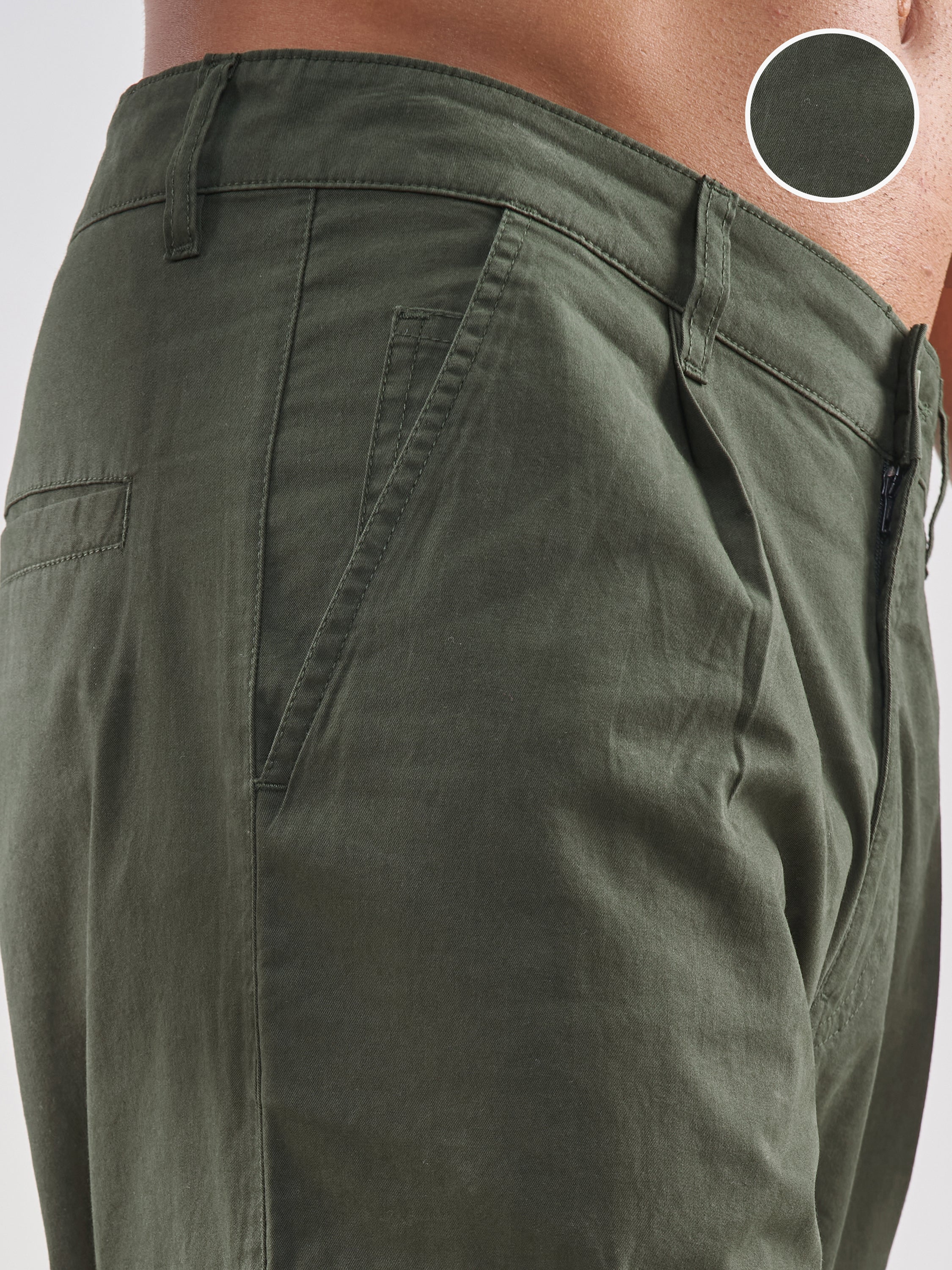 Marvel By Highlander Men Olive Iron Man Straight Fit Solid Cargos - Olive - Image 5