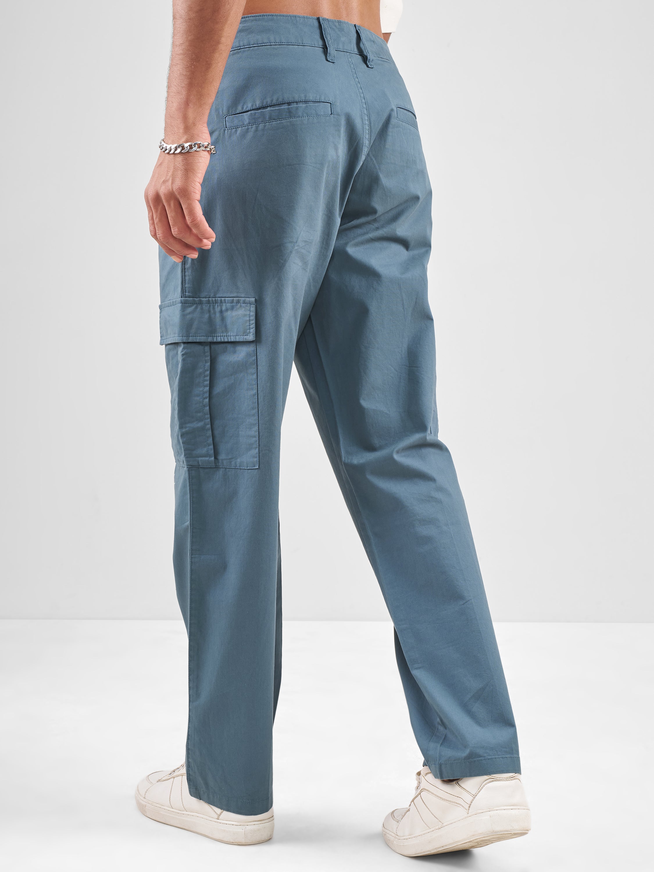Marvel By Highlander Men Blue Iron Man Straight Fit Solid Cargos - Blue - Image 3