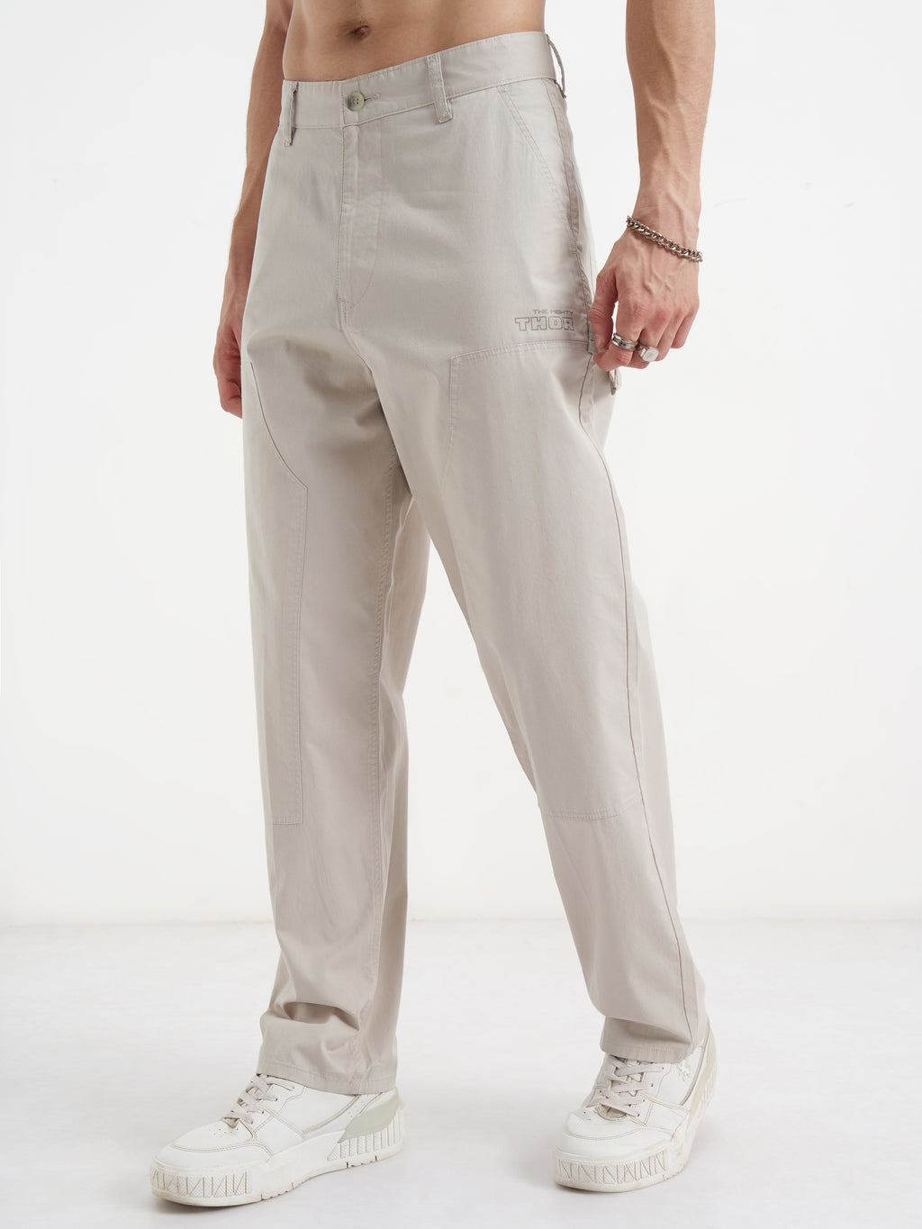 Marvel By Highlander Men Beige Thor Loose Fit Solid Regular Trouser - Beige - Image 4