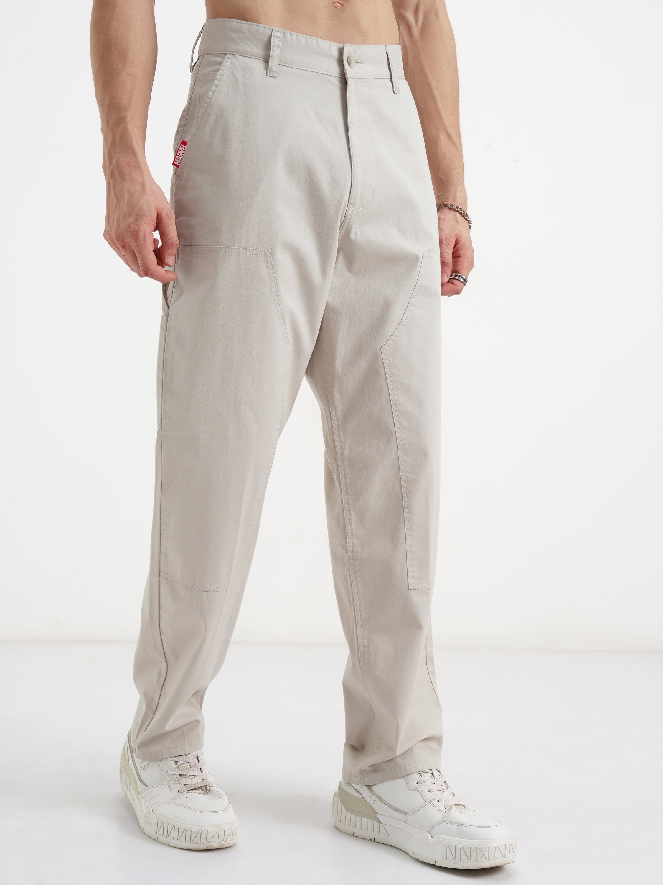 Marvel By Highlander Men Beige Thor Loose Fit Solid Regular Trouser - Beige - Image 6