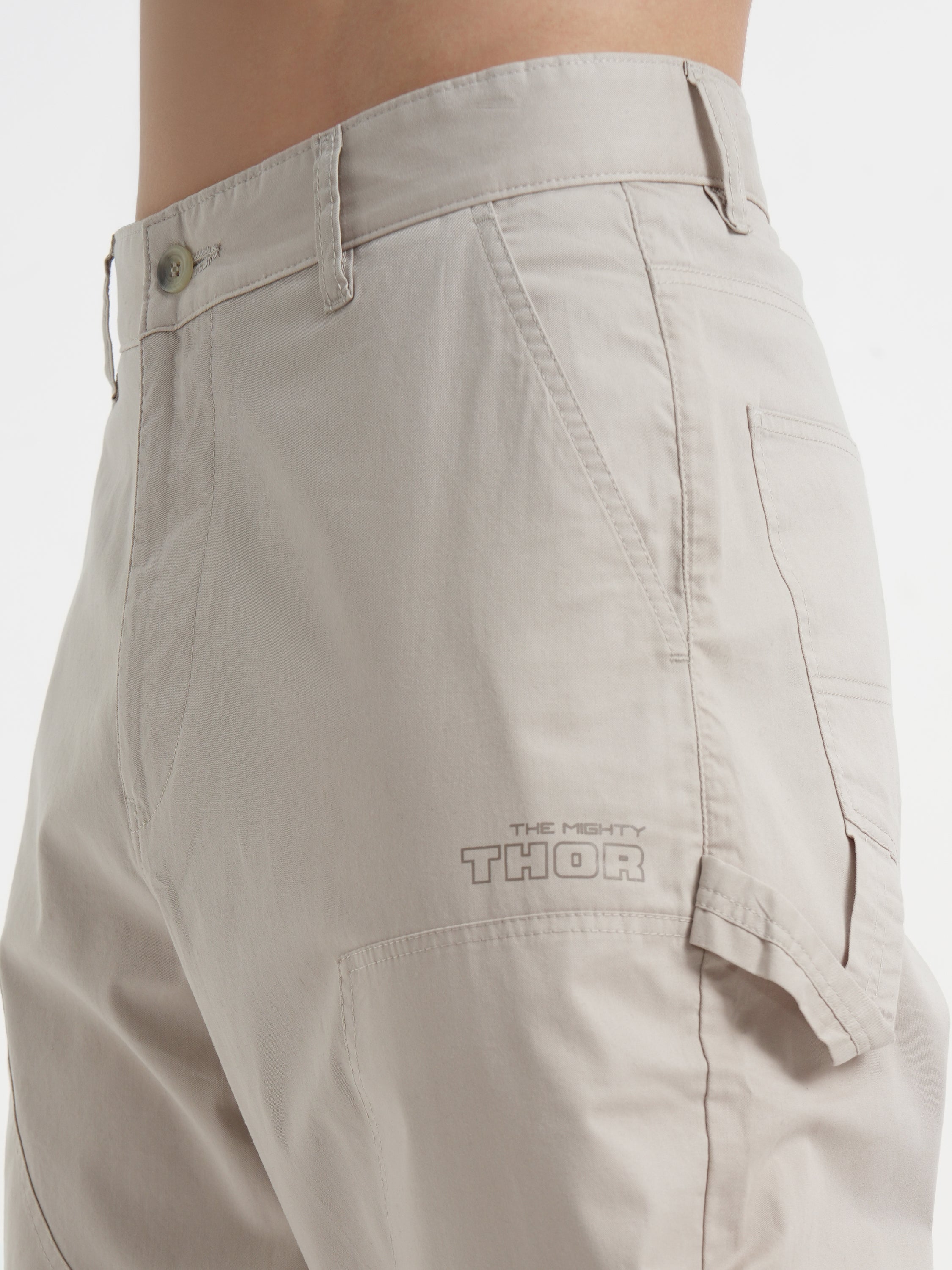 Marvel By Highlander Men Beige Thor Loose Fit Solid Regular Trouser - Beige - Image 7