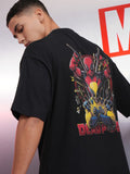Marvel By Highlander Men Black Deadpool And Wolverine Printed Round Neck Oversized Fit T-Shirt - Black - Image 1