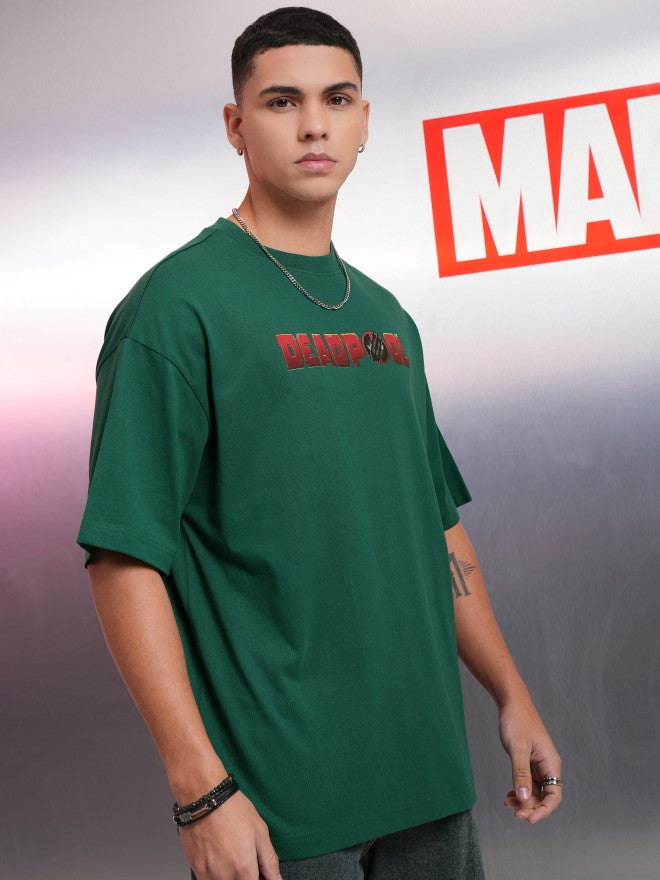 Marvel By Highlander Men Green Deadpool And Wolverine Printed Round Neck Oversized Fit T-Shirt - Green - Image 6