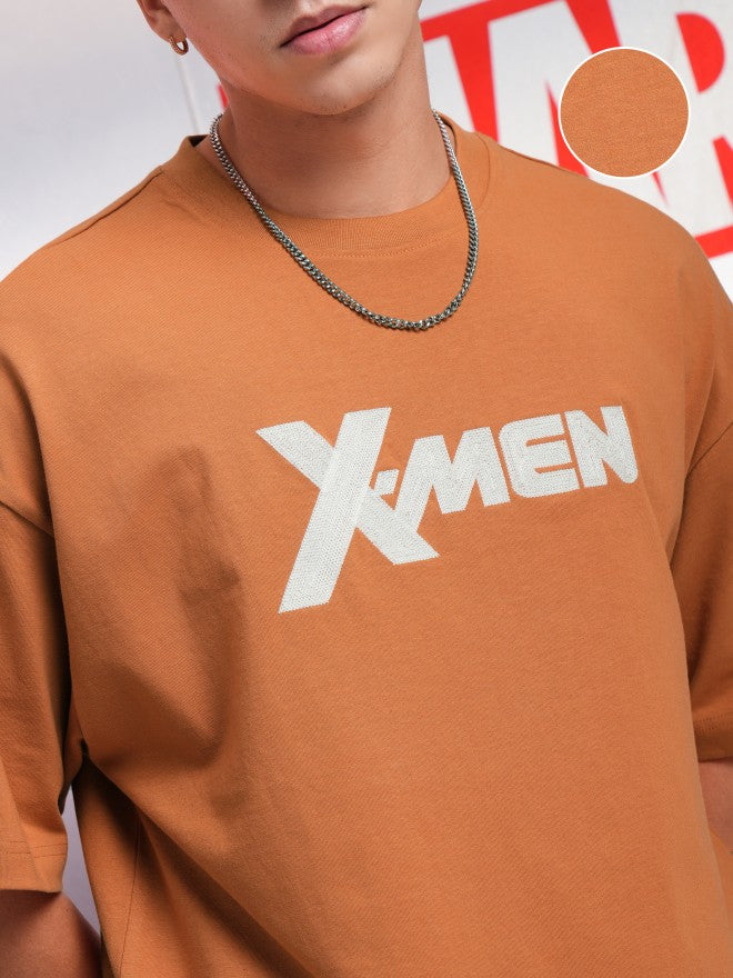 Marvel By Highlander Men Rust X-Men Printed Round Neck Oversized Fit T-Shirt - Rust - Image 5