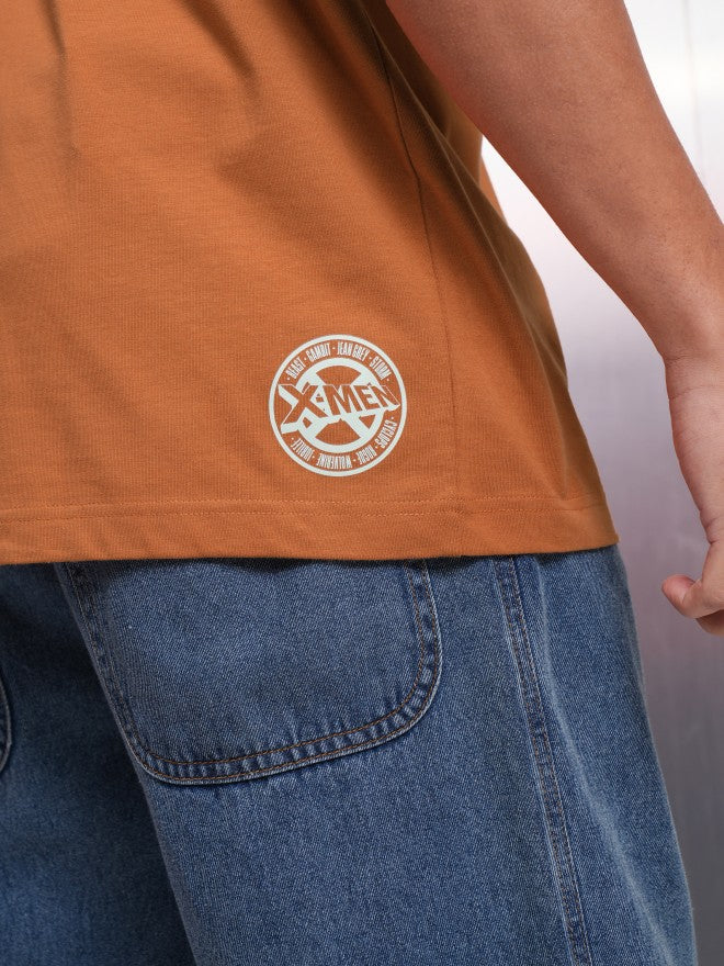 Marvel By Highlander Men Rust X-Men Printed Round Neck Oversized Fit T-Shirt - Rust - Image 7