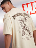 Marvel By Highlander Men Cream Deadpool Printed Round Neck Oversized Fit T-Shirt - Cream - Image 1