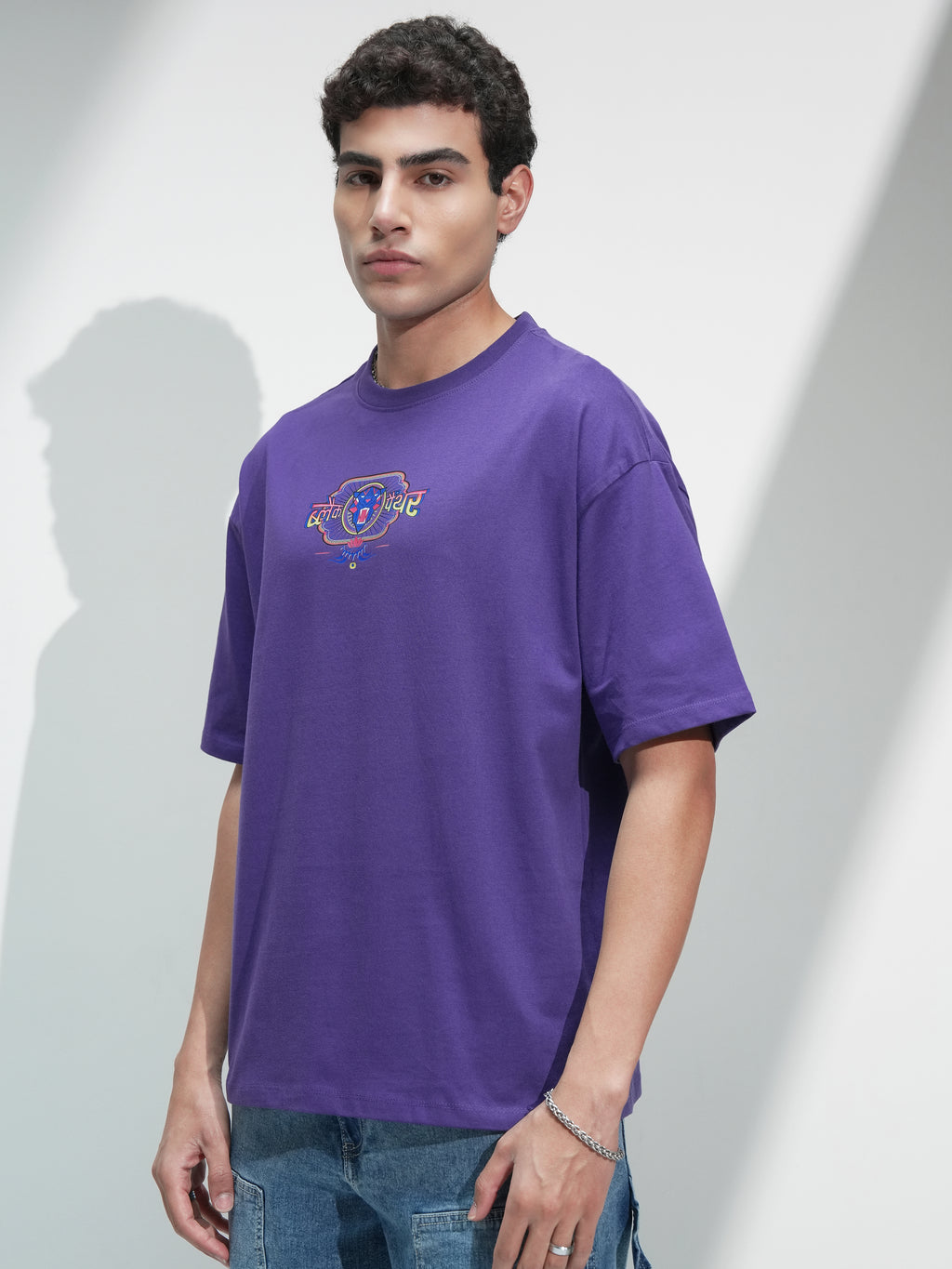Marvel By Highlander Men Purple Black Panther Printed Round Neck Oversized Fit T-Shirt - Purple - Image 4