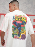 Marvel By Highlander Men Off White Black Panther Printed Round Neck Oversized Fit T-Shirt - Off White - Image 1