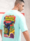 Marvel By Highlander Men Blue Black Panther Printed Round Neck Oversized Fit T-Shirt - Blue - Image 1